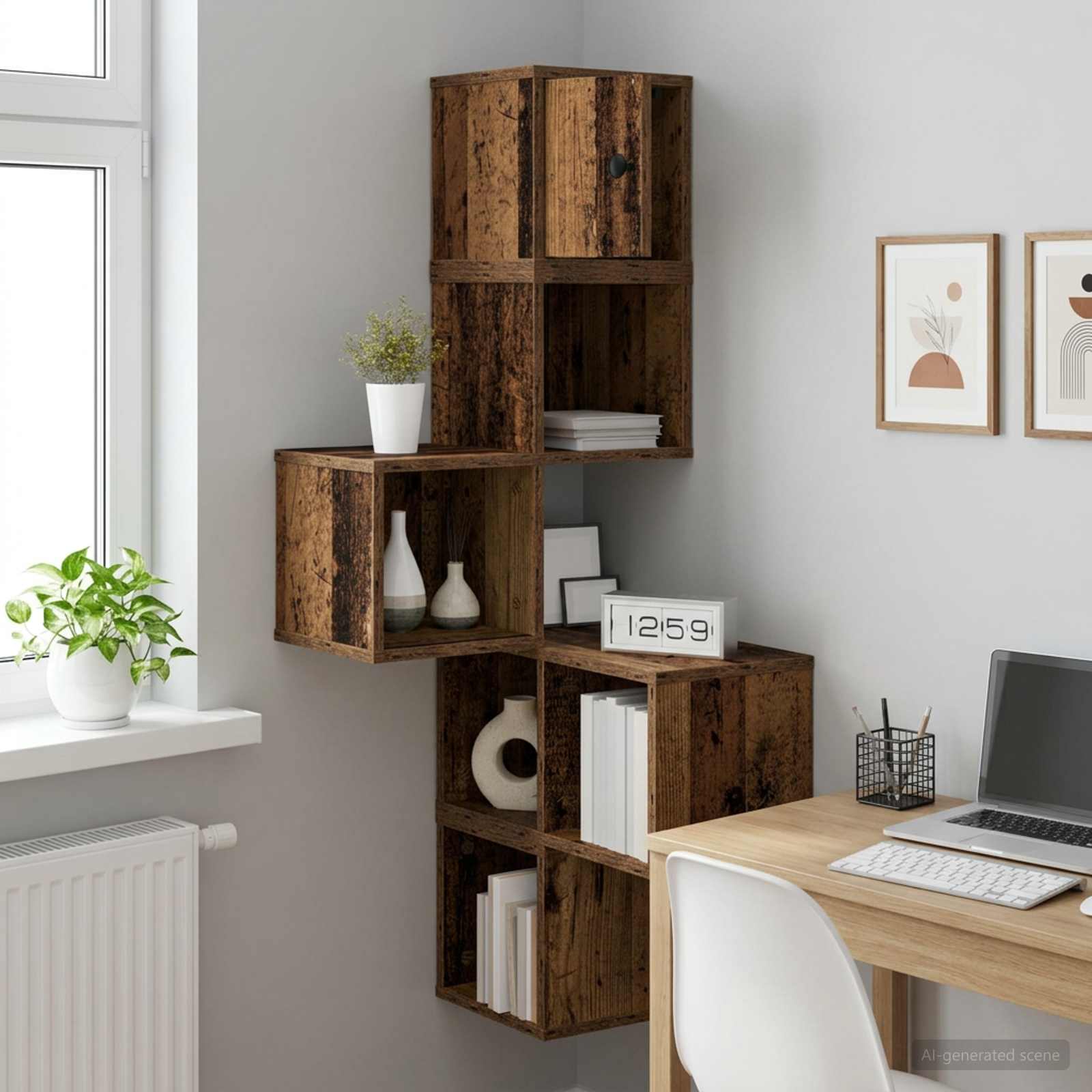 Wand-Eckregal Altholz 48 x 48 x 120 cm Holzwerkstoff