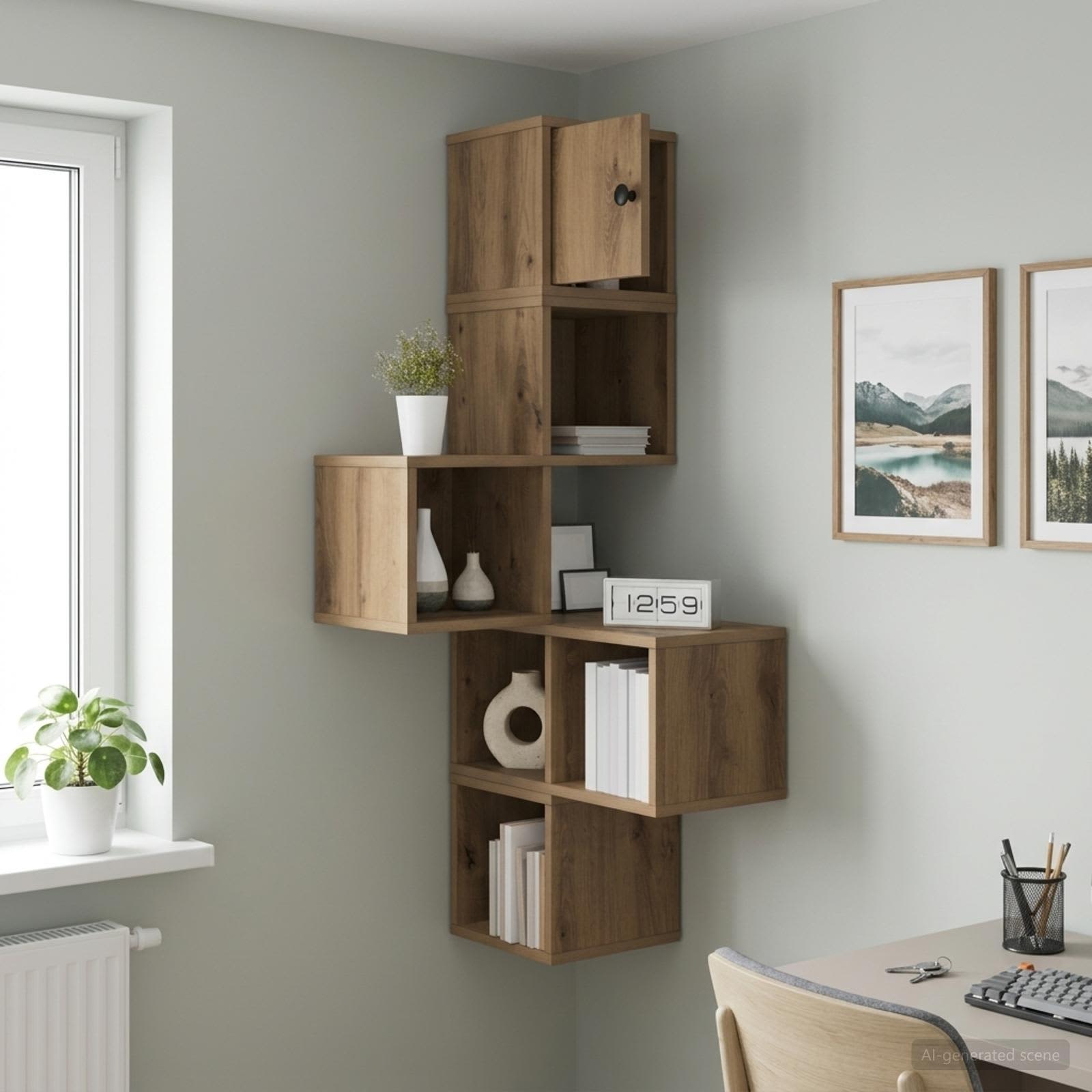 Wand-Eckregal Artisan-Eiche 48 x 48 x 120 cm Holzwerkstoff