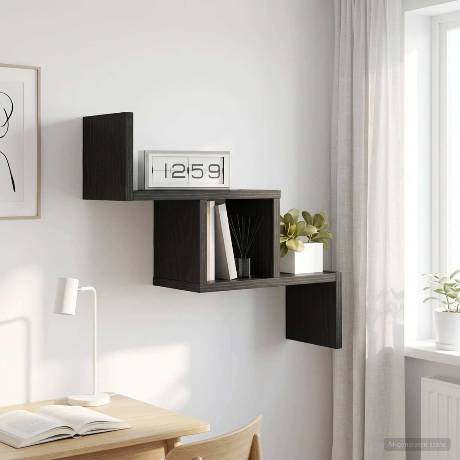 Wandregal Schwarze Eiche 48 x 15 x 42 cm Holzwerkstoff