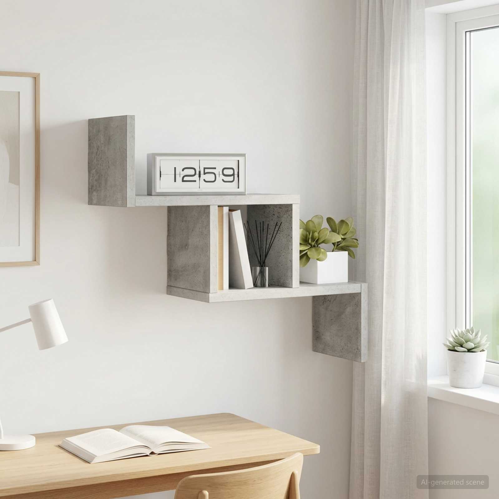 Wandregal Betongrau 48 x 15 x 42 cm Holzwerkstoff