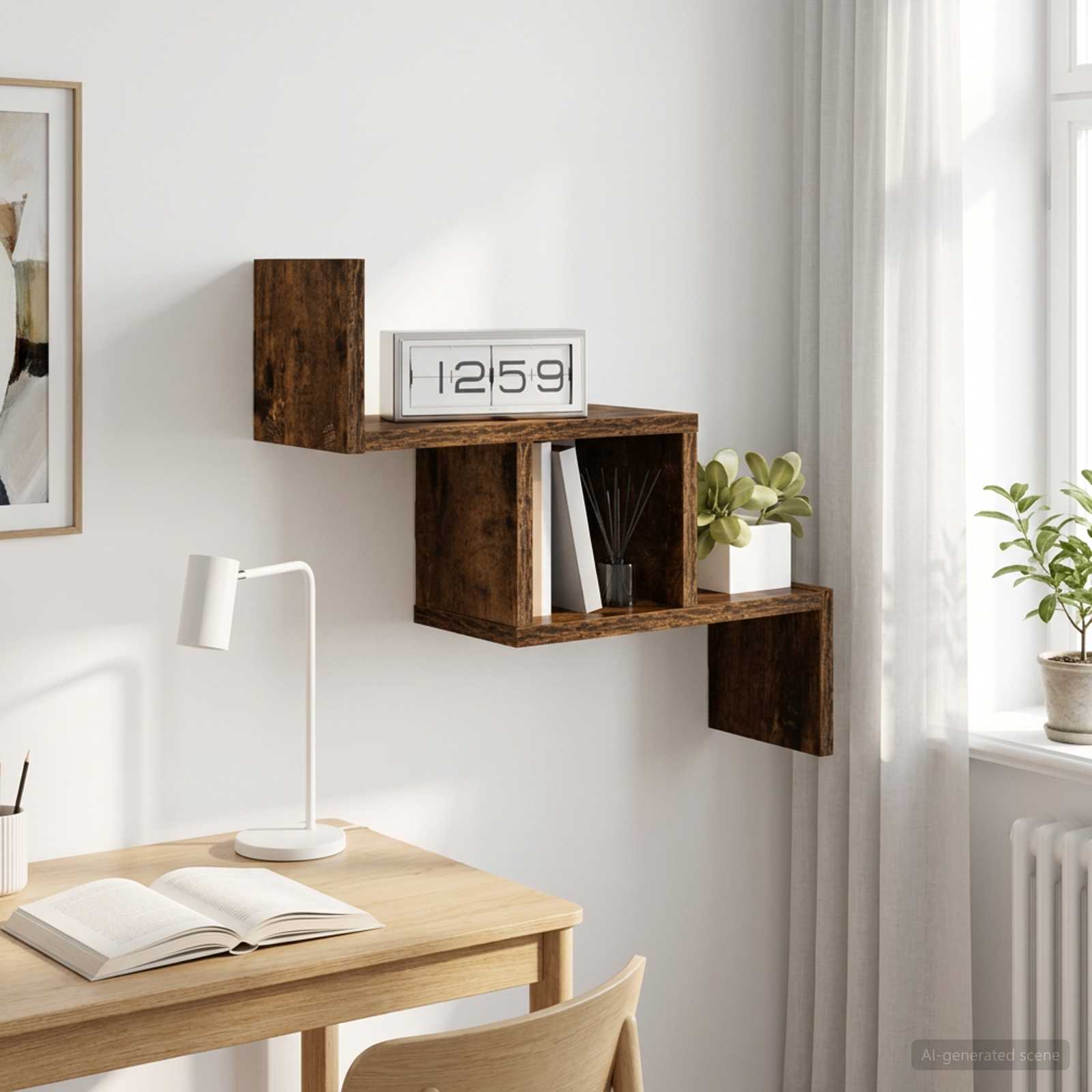 Wandregal Raucheiche 48 x 15 x 42 cm Holzwerkstoff