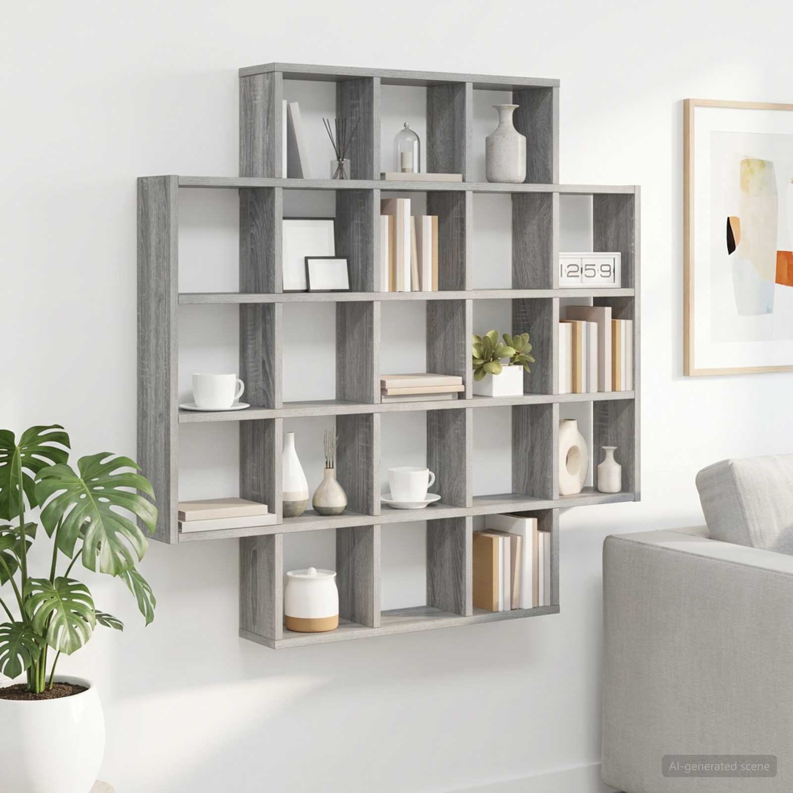 Wandregal Sonoma-Grau 100 x 13 x 100 cm Holzwerkstoff