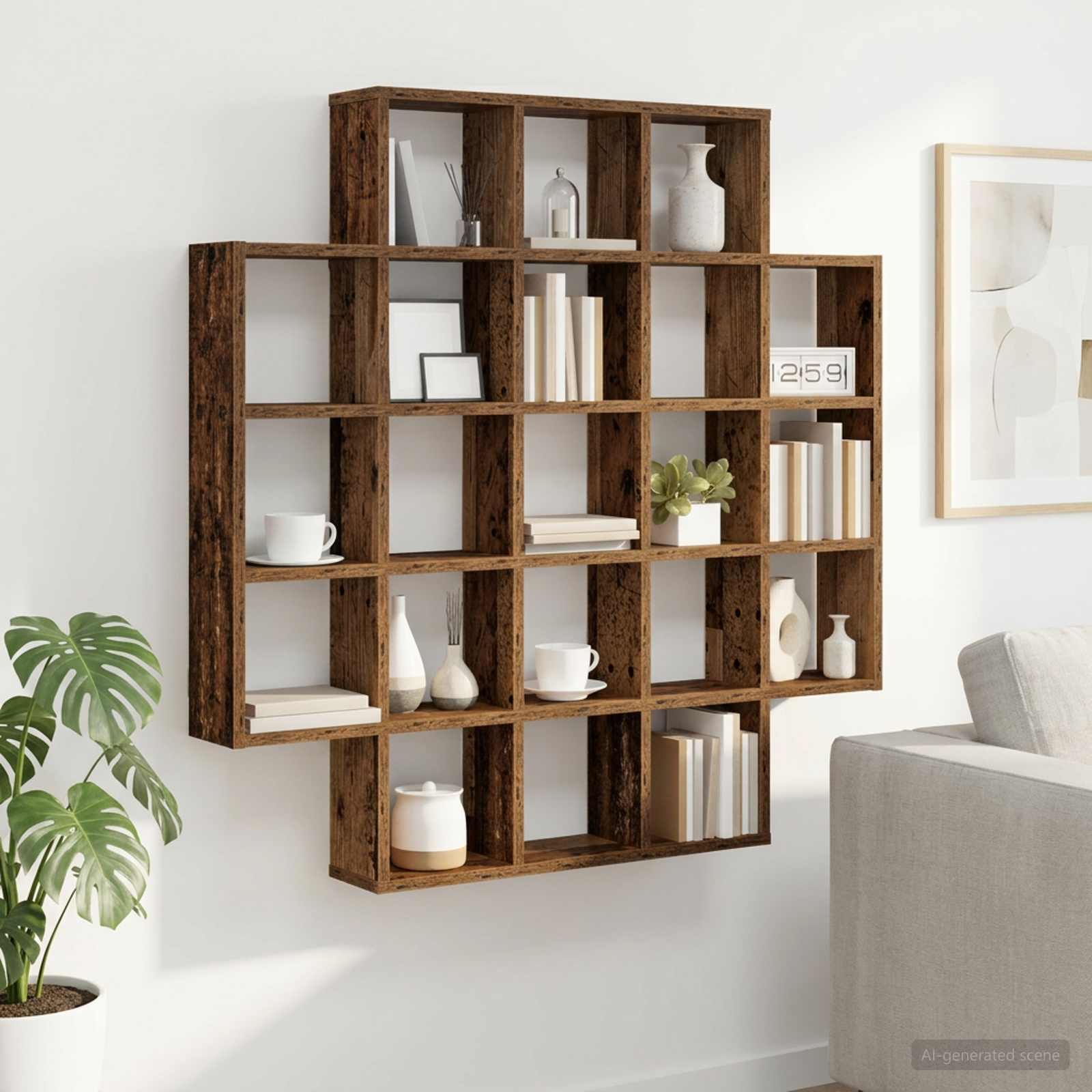 Wandregal Altholz 100 x 13 x 100 cm Holzwerkstoff