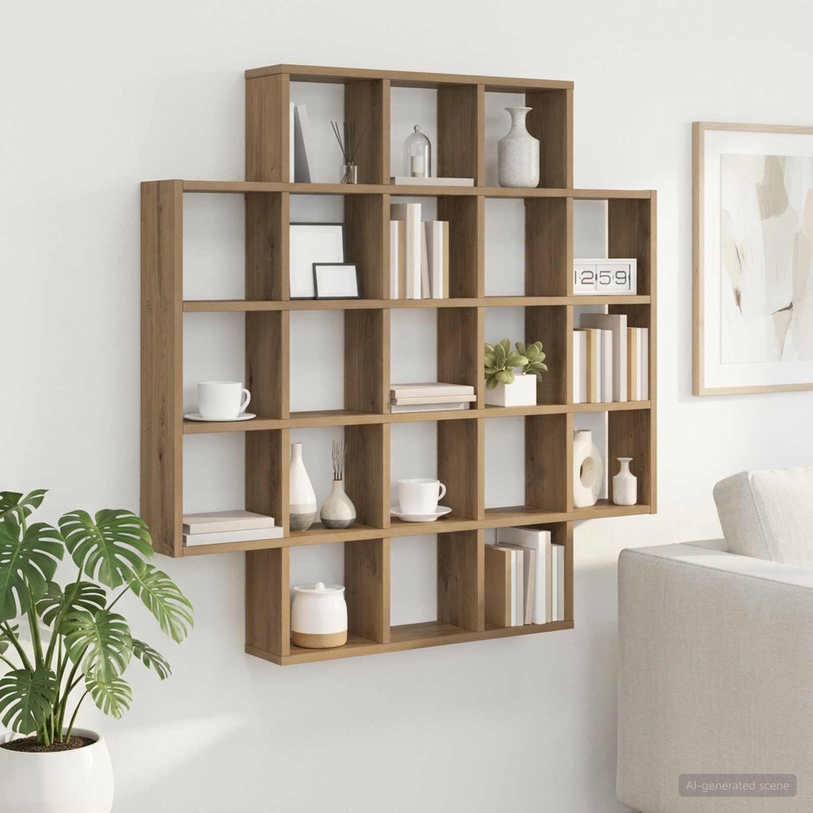 Wandregal Artisan-Eiche 100 x 13 x 100 cm Holzwerkstoff