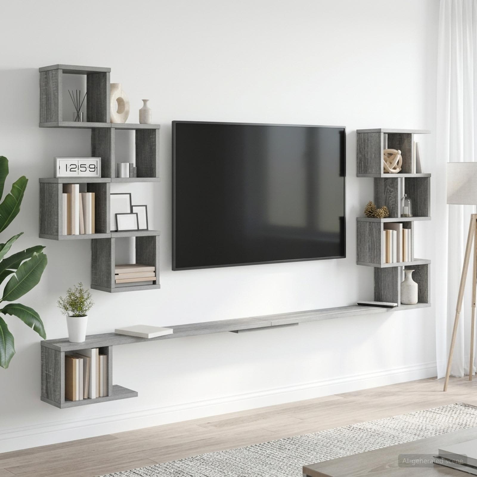 Wandmontiertes TV-Regal Sonoma-Grau 180 x 15 x 94 cm