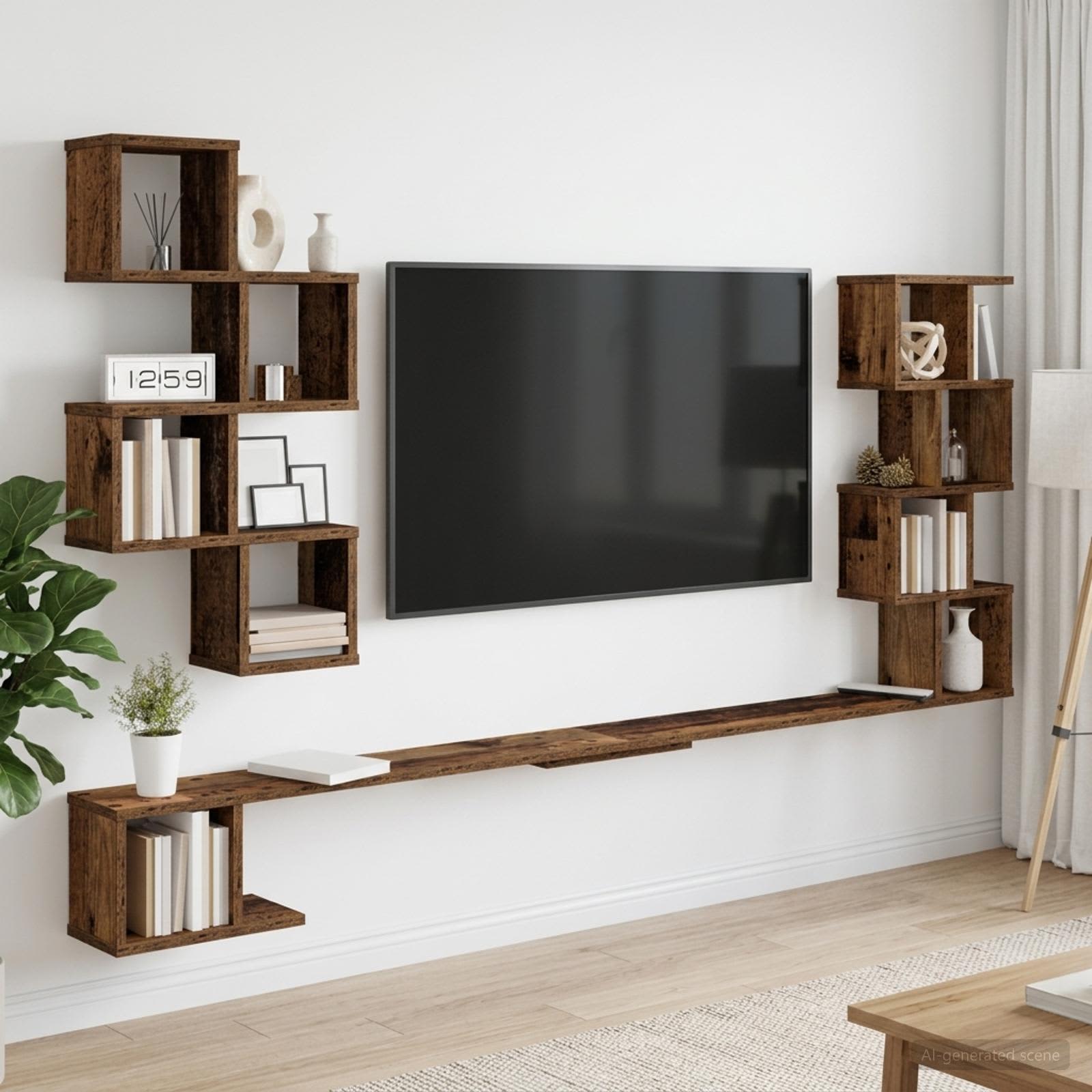 Wandmontiertes TV-Regal Altholz 180 x 15 x 94 cm Holzwerkstoff