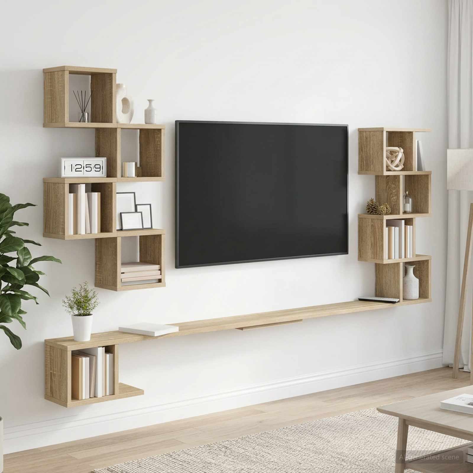 Wandmontiertes TV-Regal Sonoma-Eiche 200 x 15 x 94 cm