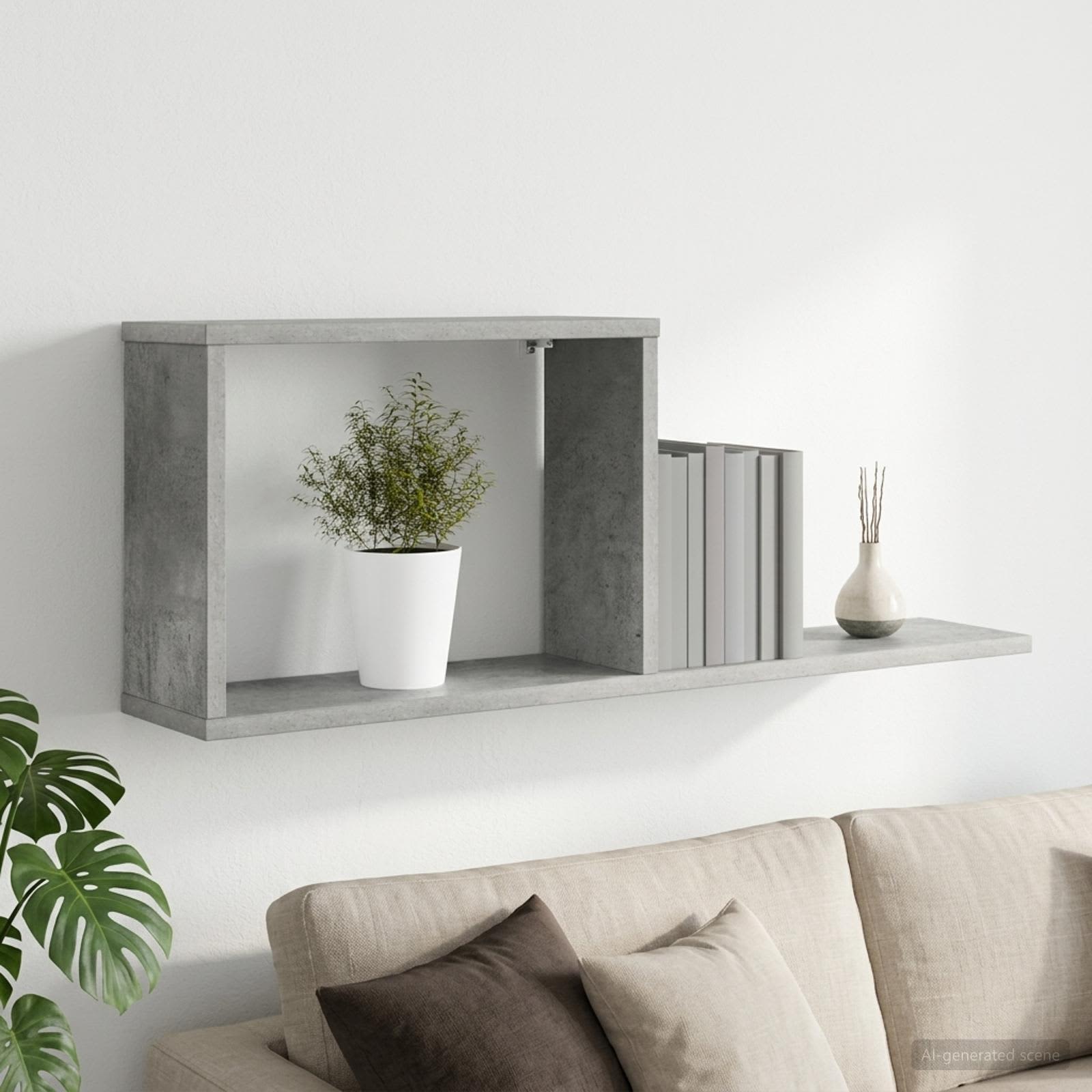 Schweberegale Betongrau 80 x 15 x 30 cm Holzwerkstoff