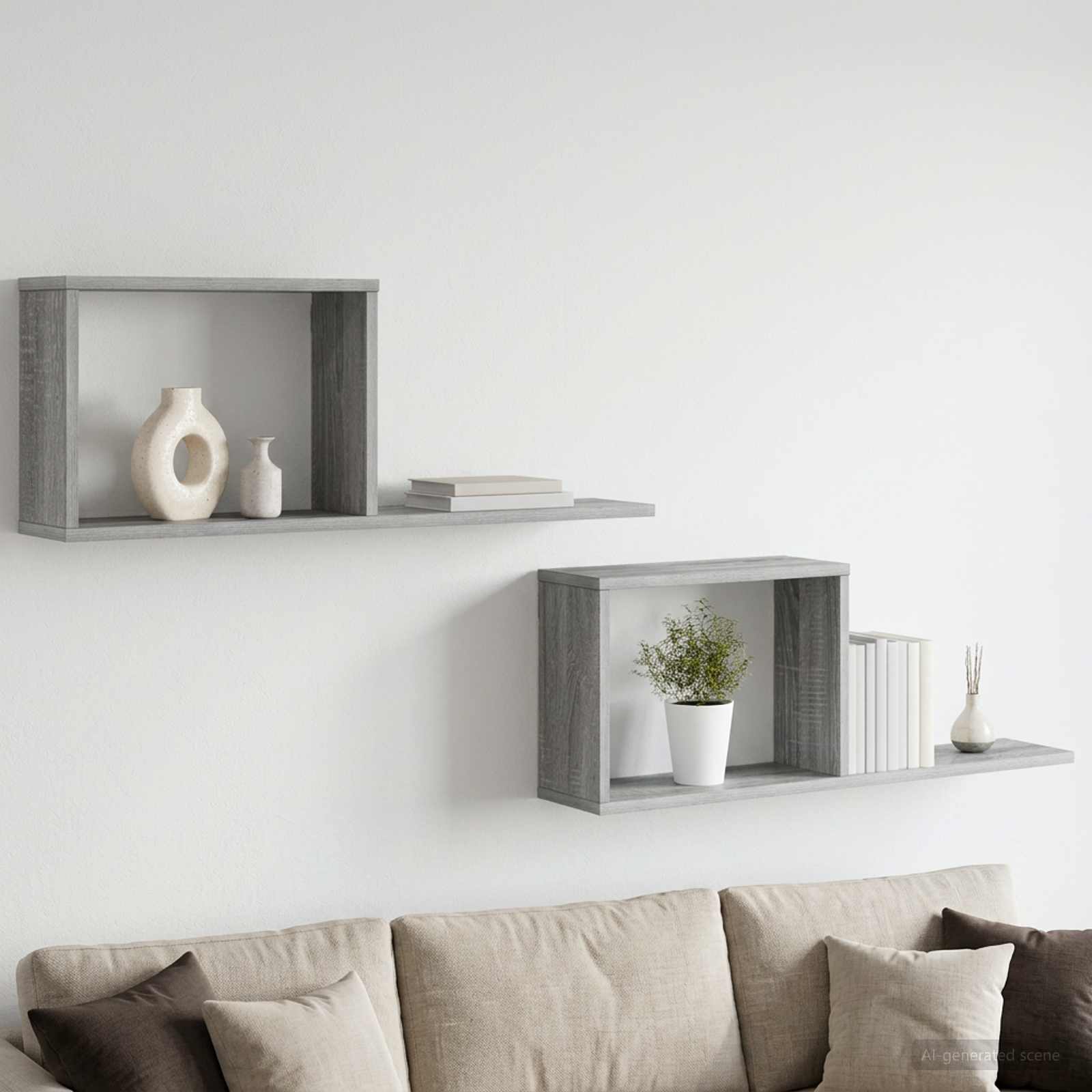 Schweberegale 2 stk. Sonoma-Grau 80 x 15 x 30 cm Holzwerkstoff