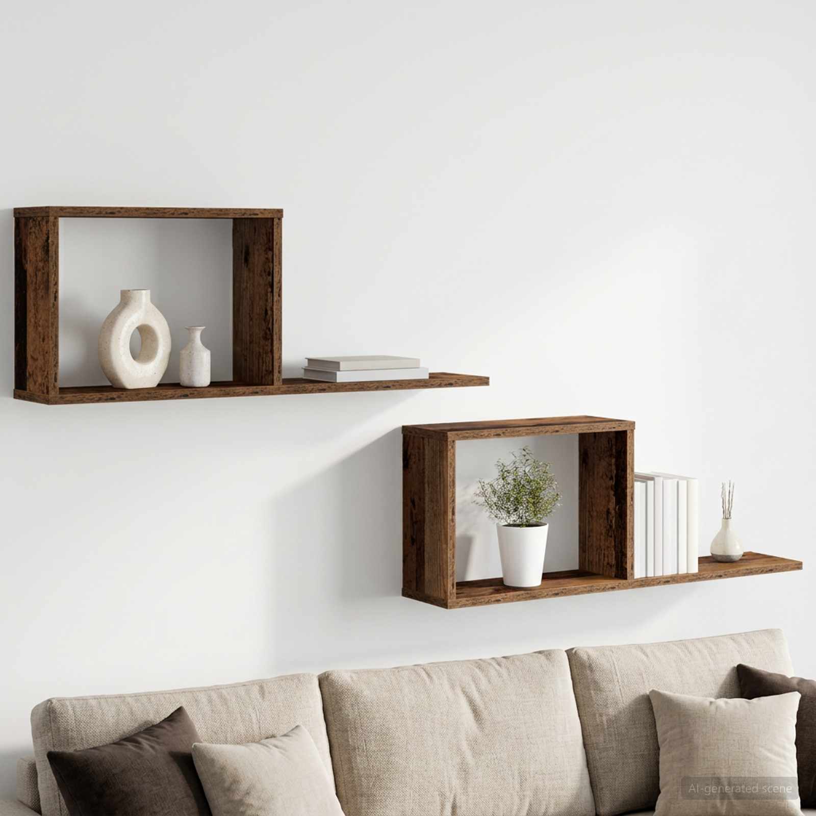 Schweberegale 2 stk. Altholz 80 x 15 x 30 cm Holzwerkstoff