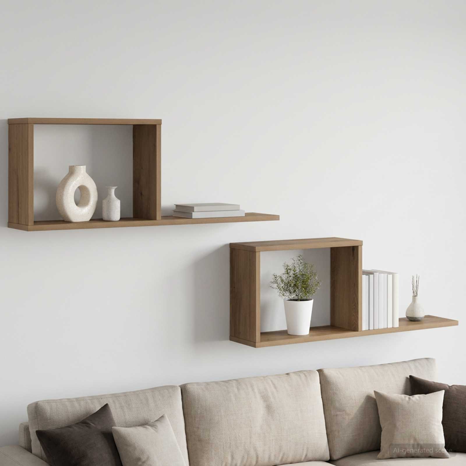 Schweberegale 2 stk. Artisan-Eiche 80 x 15 x 30 cm
