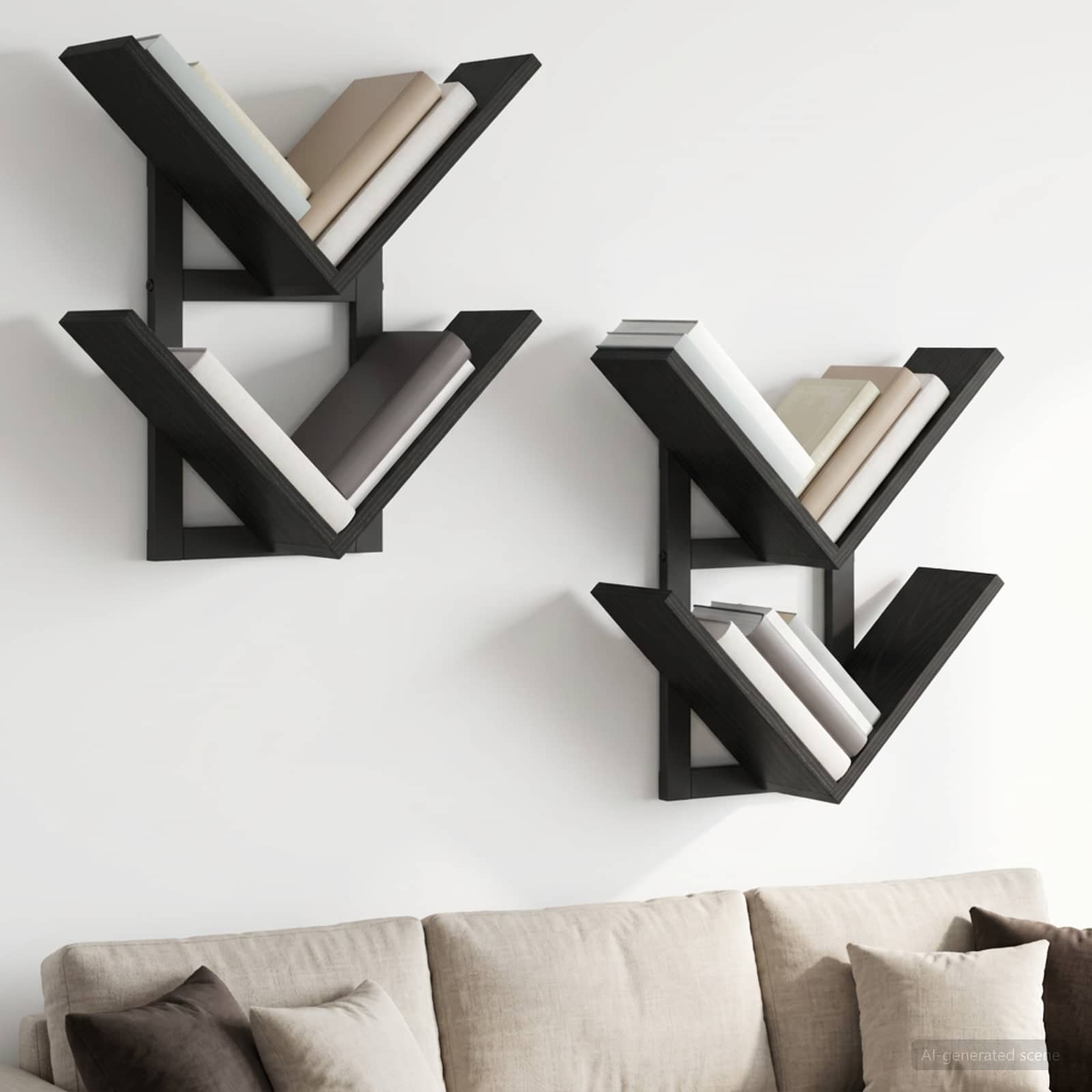 Wandregal 2 stk. Schwarze Eiche 43 x 15 x 47 cm Holzwerkstoff