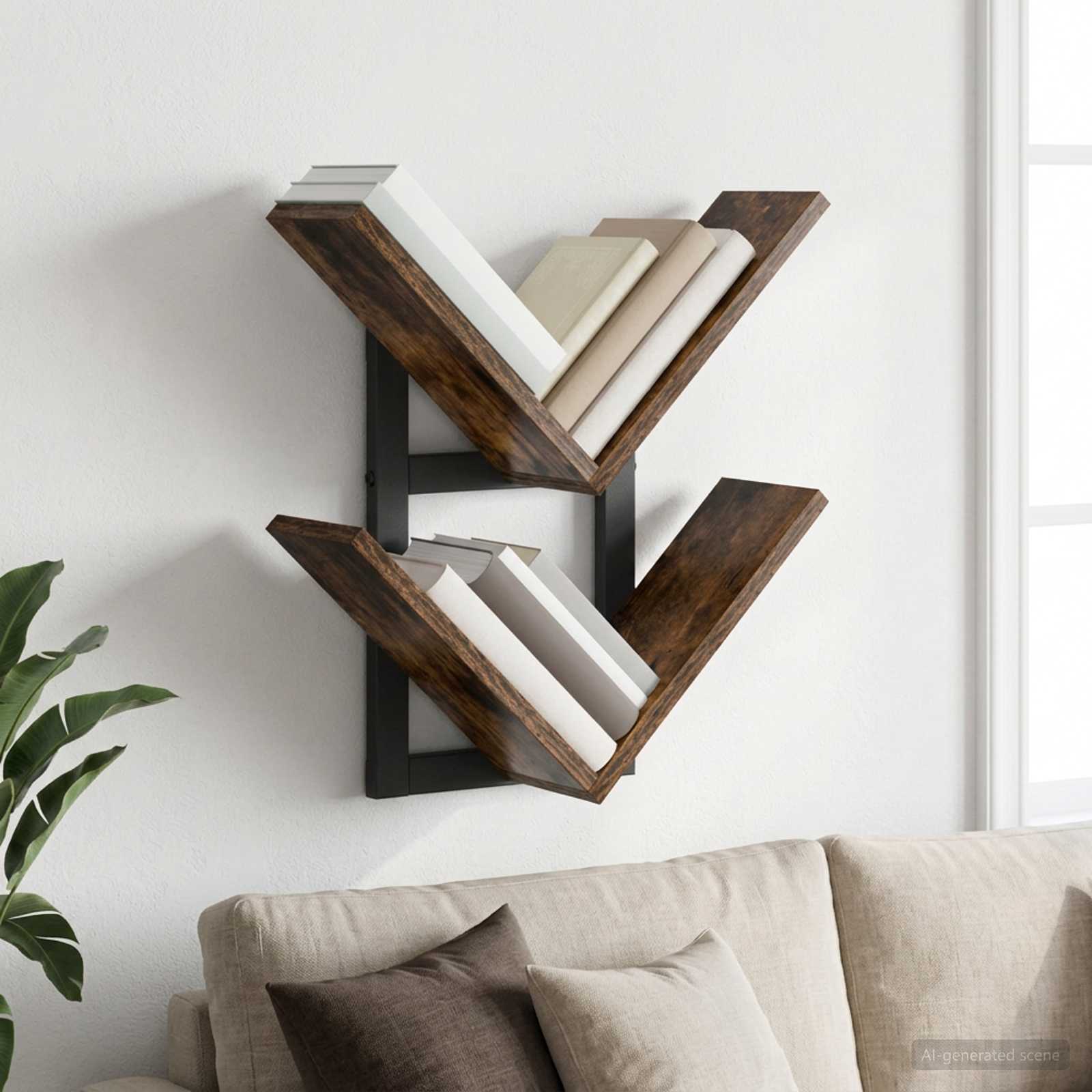 Wandregal Raucheiche 43 x 15 x 47 cm Holzwerkstoff