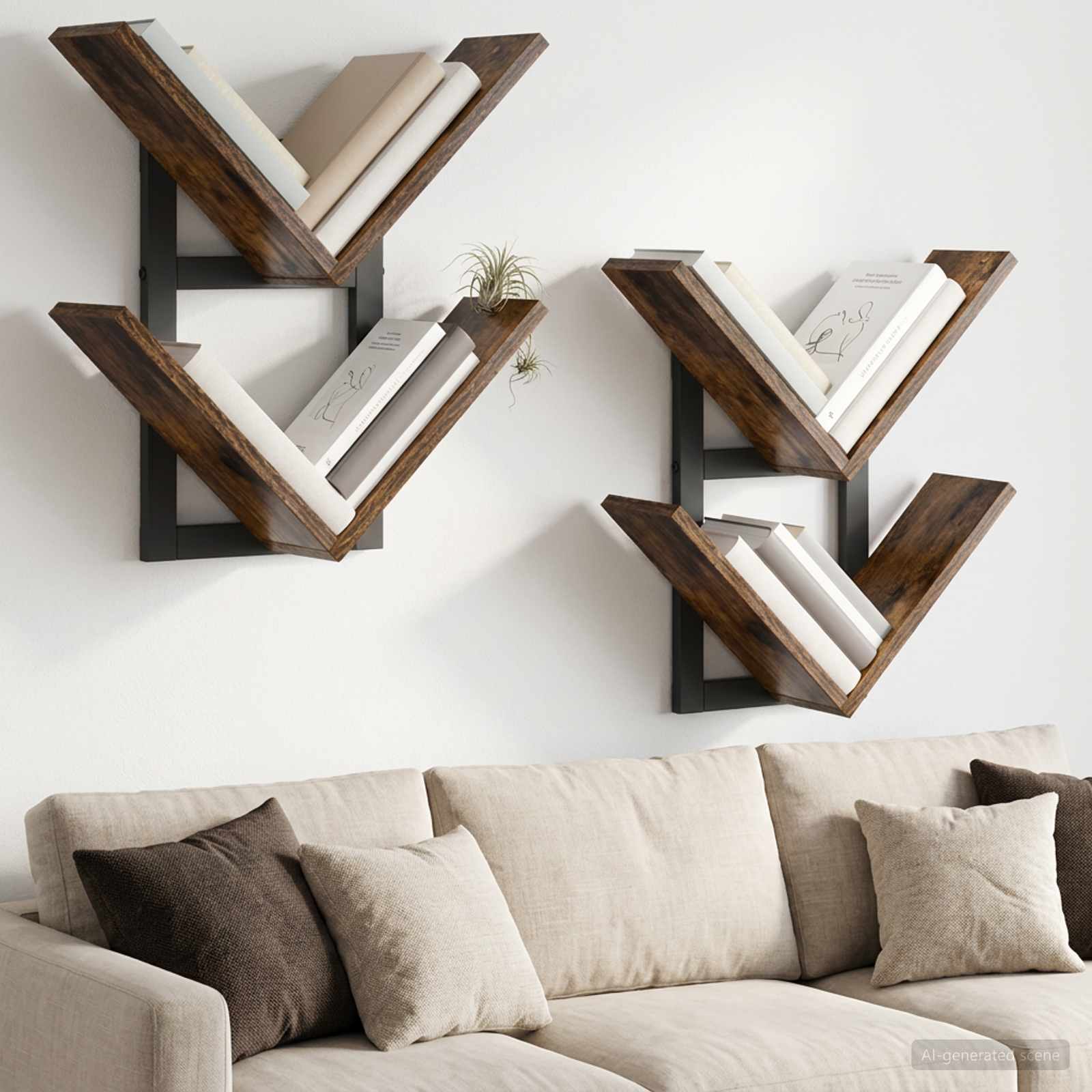 Wandregal 2 stk. Raucheiche 43 x 15 x 47 cm Holzwerkstoff