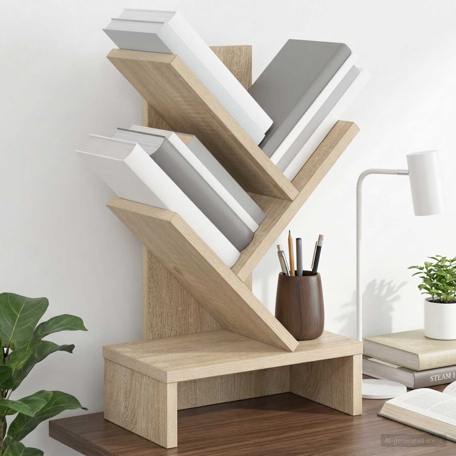 Baumbücherregal 3-stöckig 30 x 18 x 48 cm Holzwerkstoff