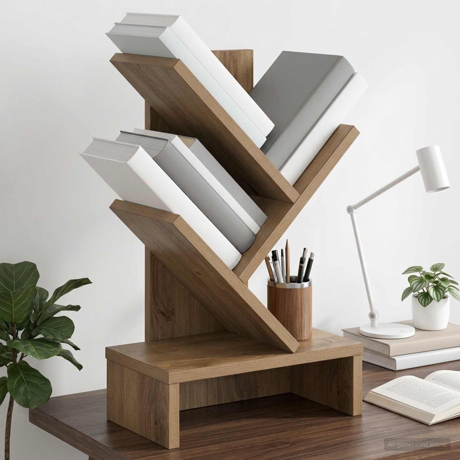 Baumbücherregal 3-stöckig 30 x 18 x 48 cm Holzwerkstoff
