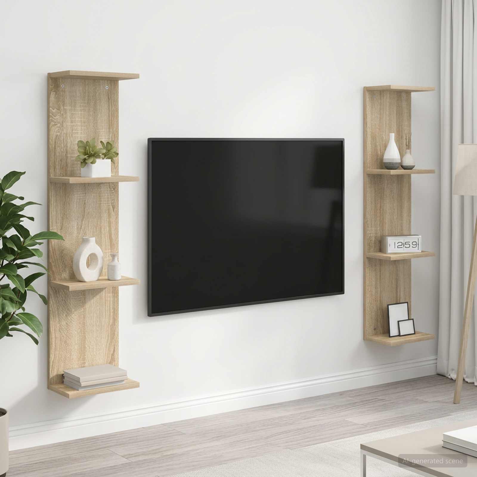 Wandregal 2 stk. Sonoma-Eiche 25 x 15 x 100 cm Holzwerkstoff