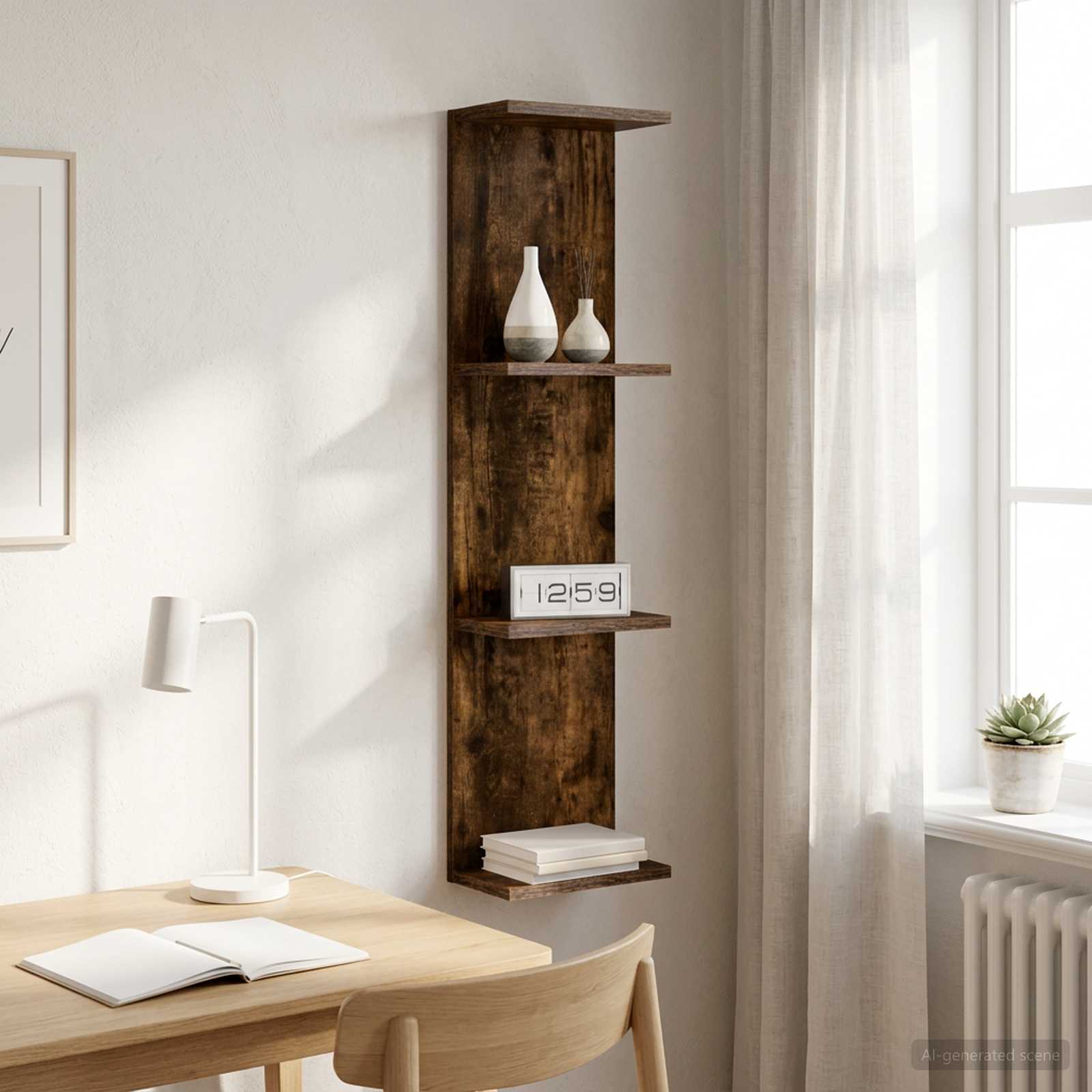 Wandregal Raucheiche 25 x 15 x 100 cm Holzwerkstoff