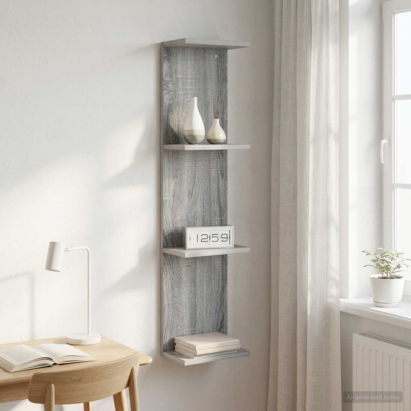 Wandregal Sonoma-Grau 25 x 15 x 100 cm Holzwerkstoff