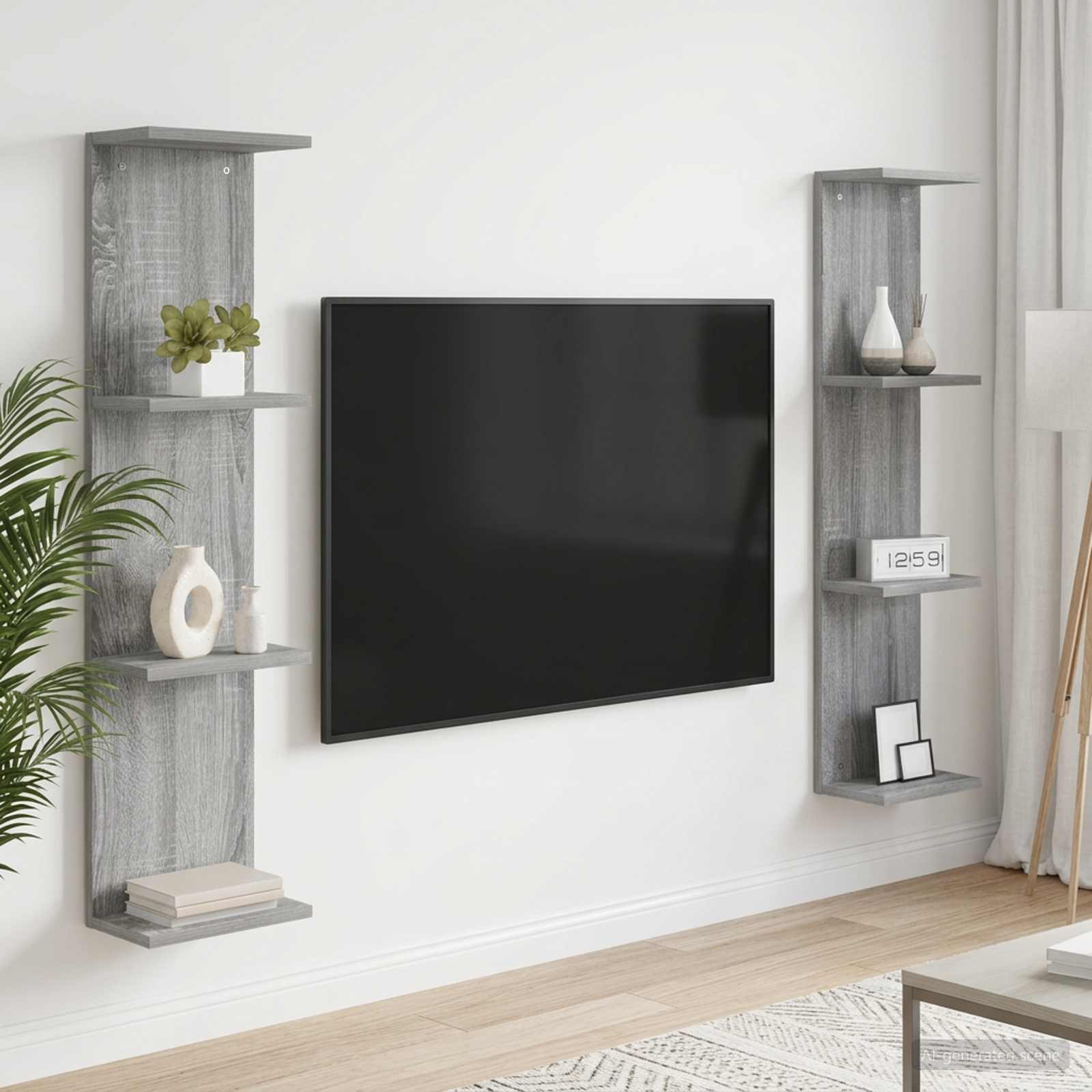 Wandregal 2 stk. Sonoma-Grau 25 x 15 x 100 cm Holzwerkstoff