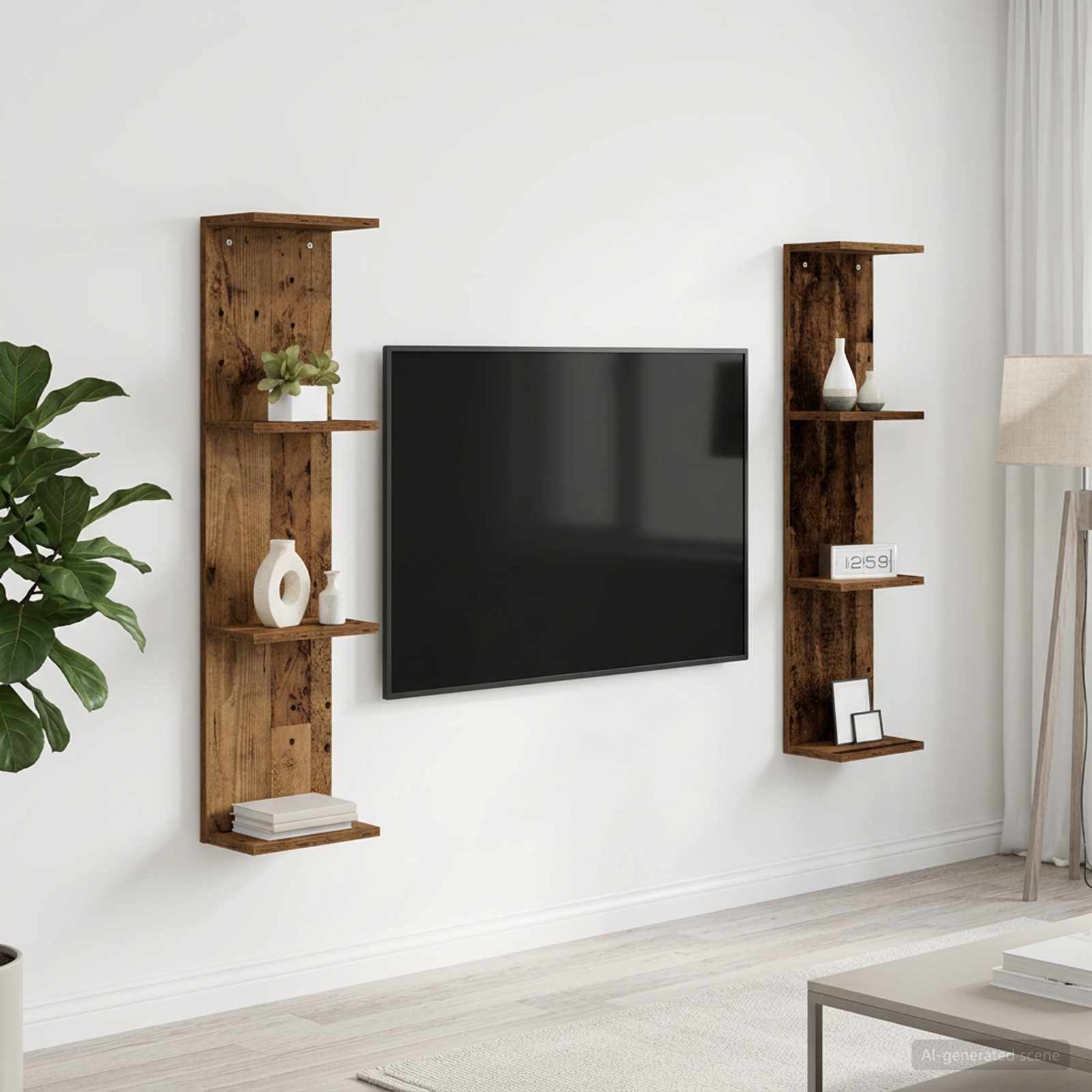 Wandregal 2 stk. Altholz 25 x 15 x 100 cm Holzwerkstoff