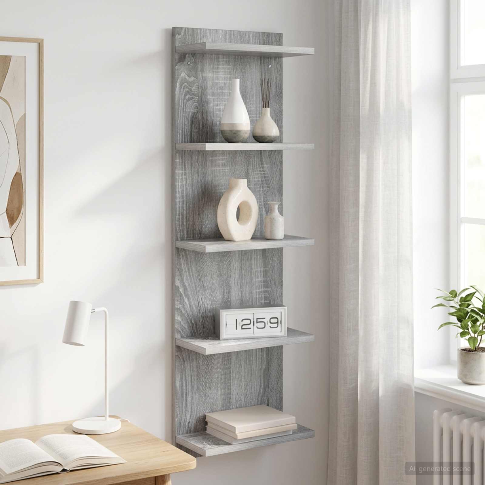 Wandregal Sonoma-Grau 30 x 15 x 100 cm Holzwerkstoff