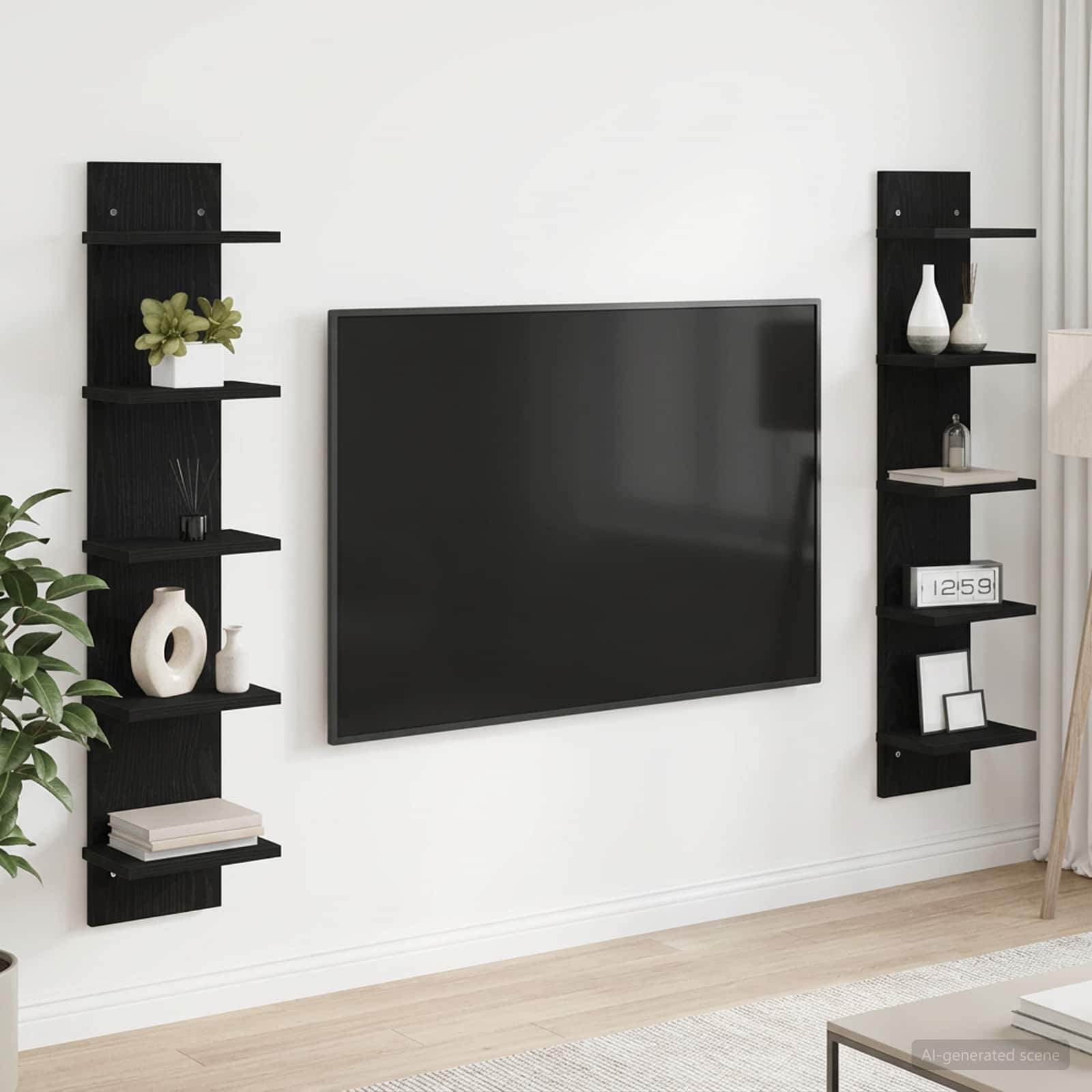 Wandregal 2 stk. Schwarze Eiche 22 x 15 x 100 cm Holzwerkstoff