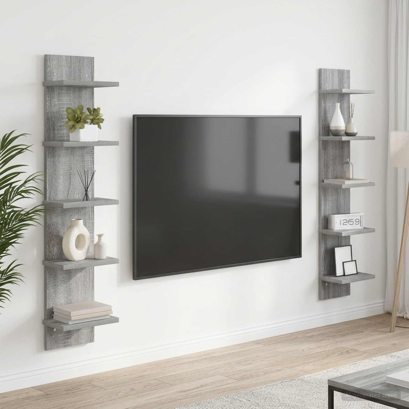 Wandregal 2 stk. Sonoma-Grau 22 x 15 x 100 cm Holzwerkstoff