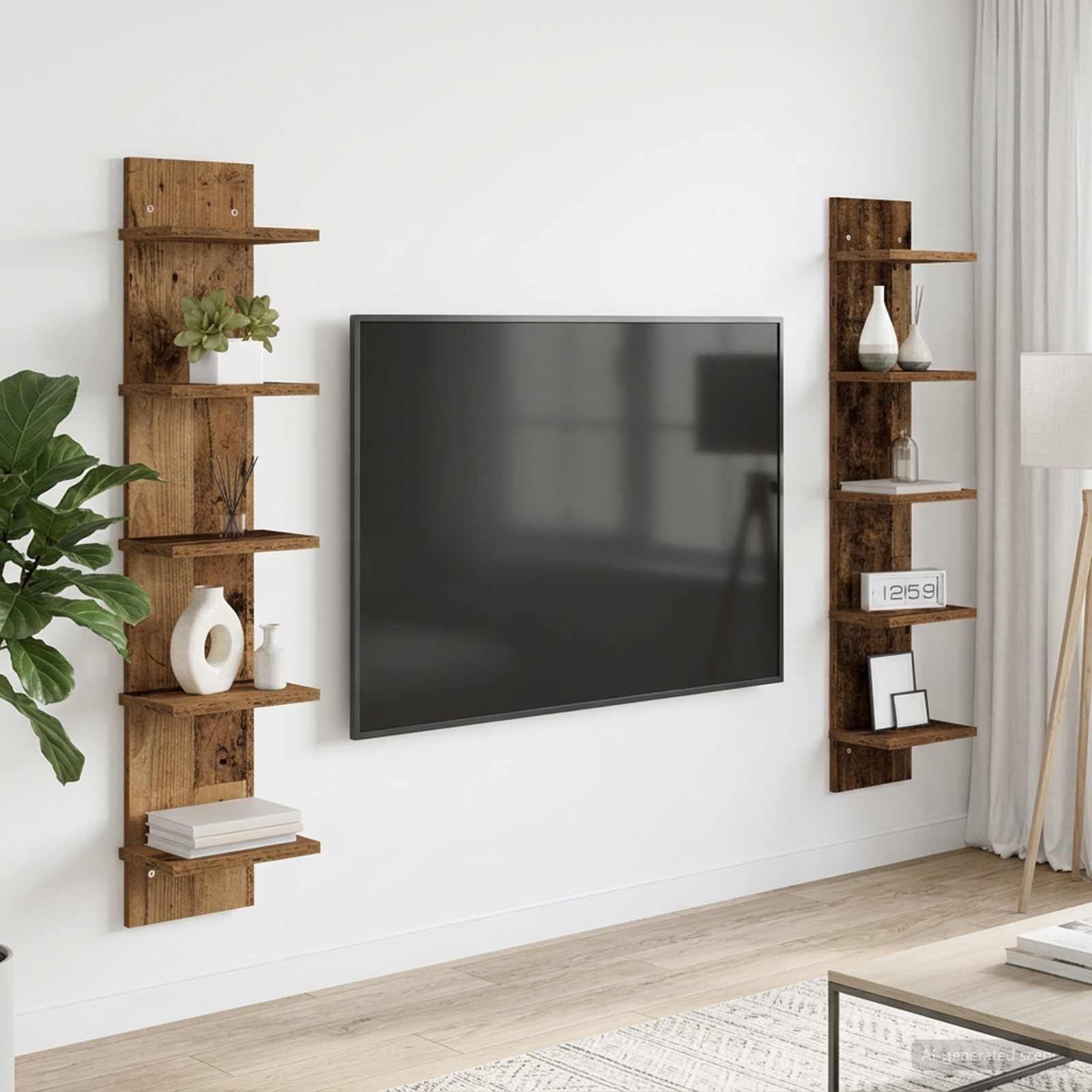 Wandregal 2 stk. Altholz 22 x 15 x 100 cm Holzwerkstoff