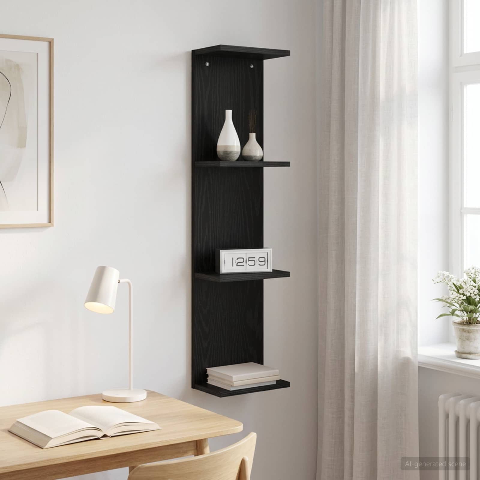 Wandregal Schwarze Eiche 22 x 15 x 100 cm Holzwerkstoff