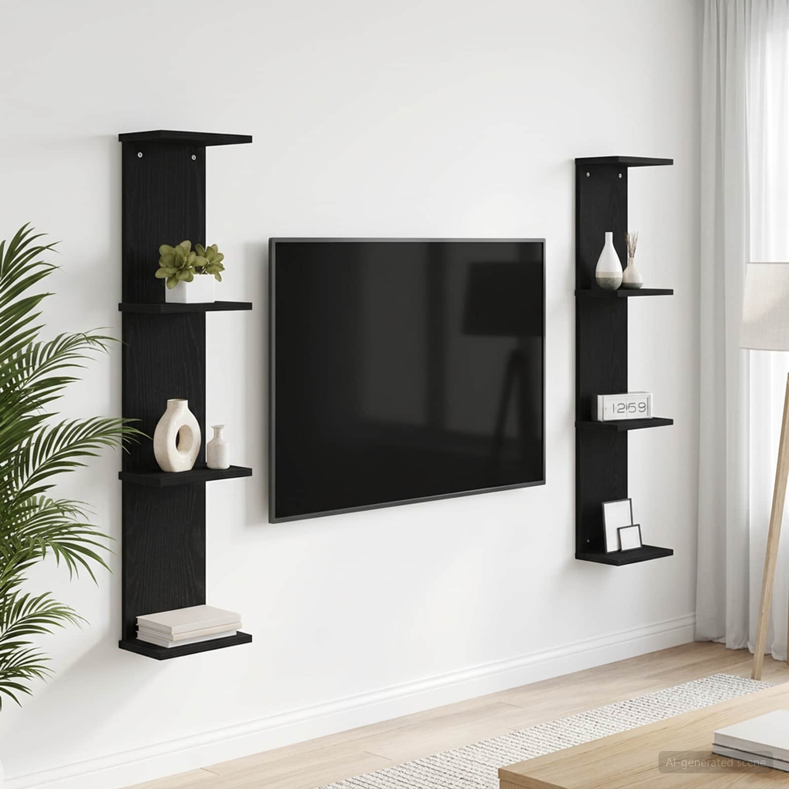 Wandregal 2 stk. Schwarze Eiche 22 x 15 x 100 cm Holzwerkstoff