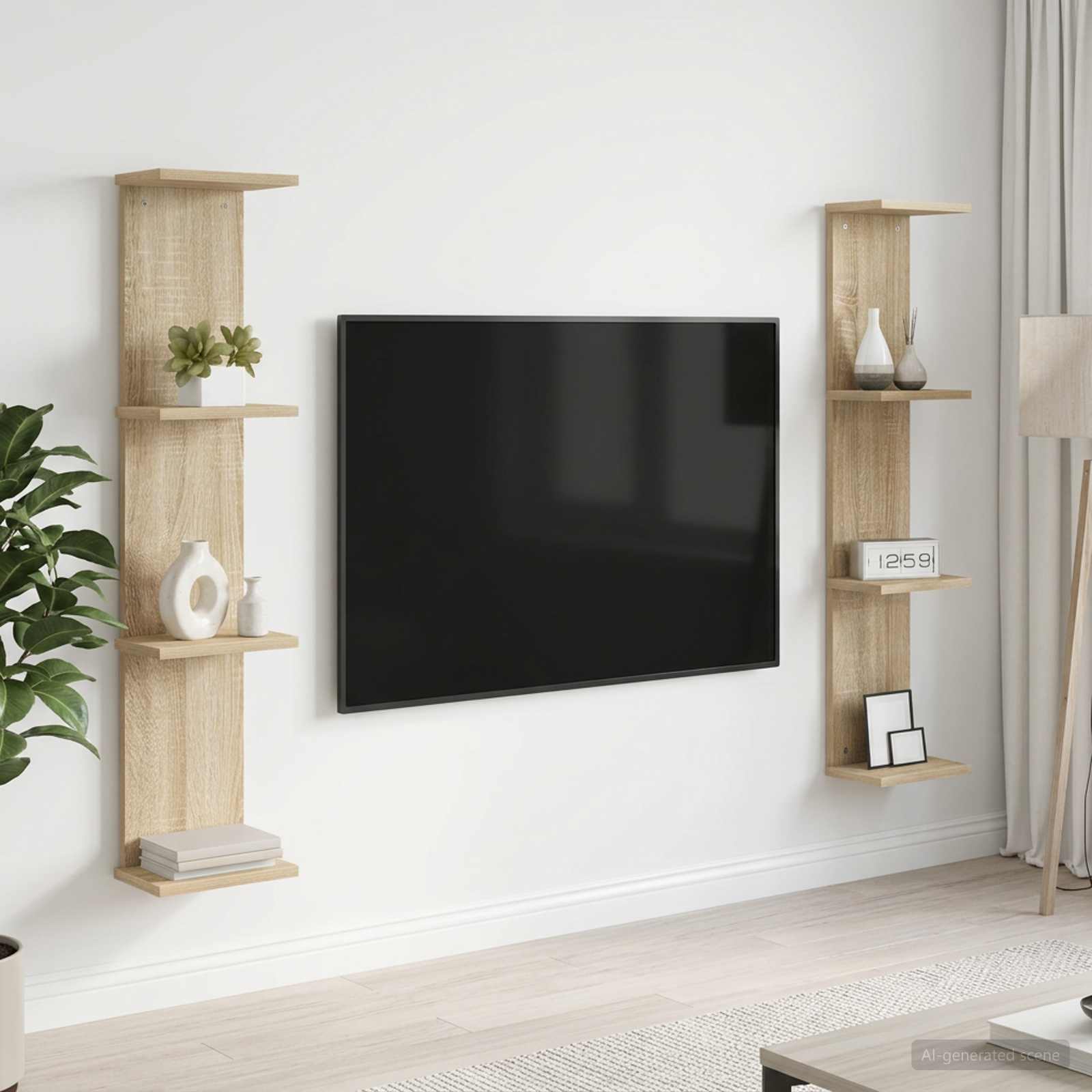 Wandregal 2 stk. Sonoma-Eiche 22 x 15 x 100 cm Holzwerkstoff