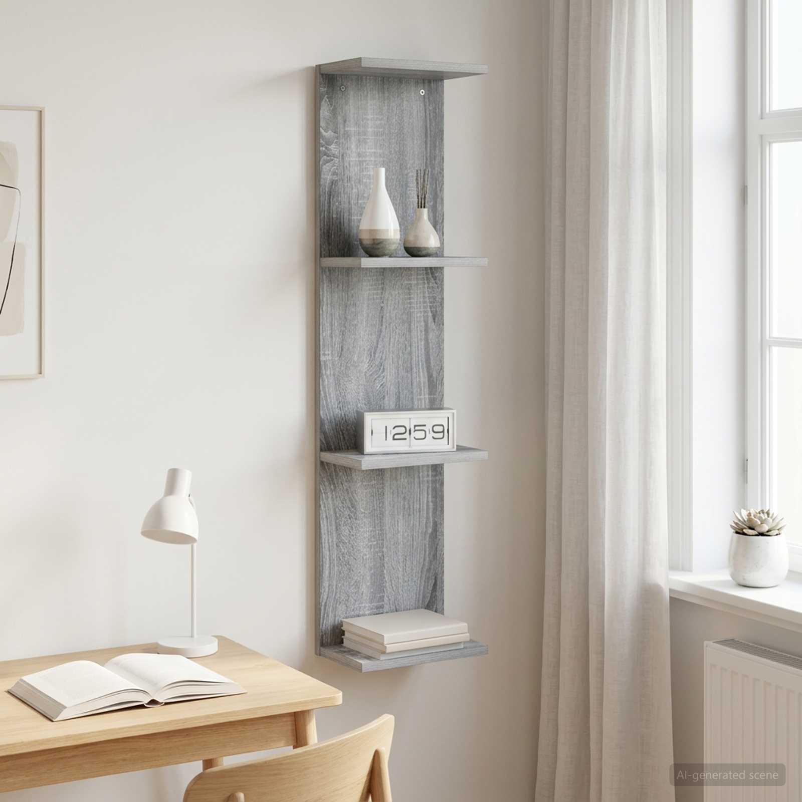 Wandregal Sonoma-Grau 22 x 15 x 100 cm Holzwerkstoff