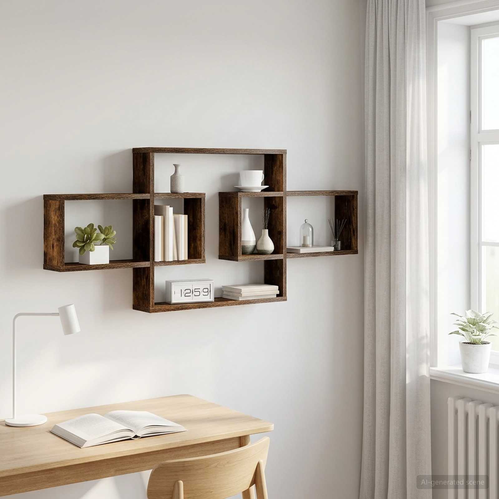 Wandregal Raucheiche 130 x 10 x 50 cm Holzwerkstoff