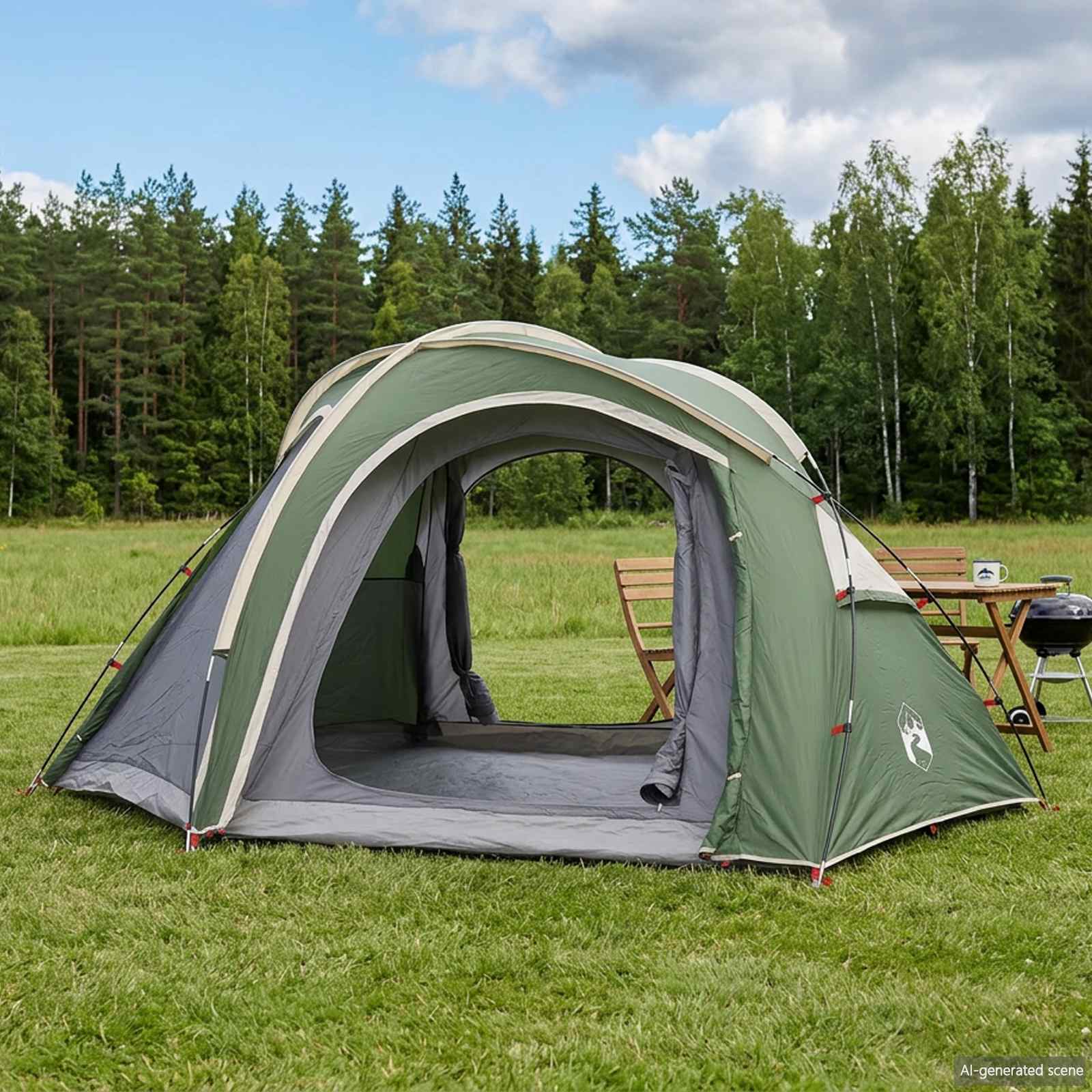 Trekkingzelt mit Regenplane wasserabweisend 3 Personen Grün