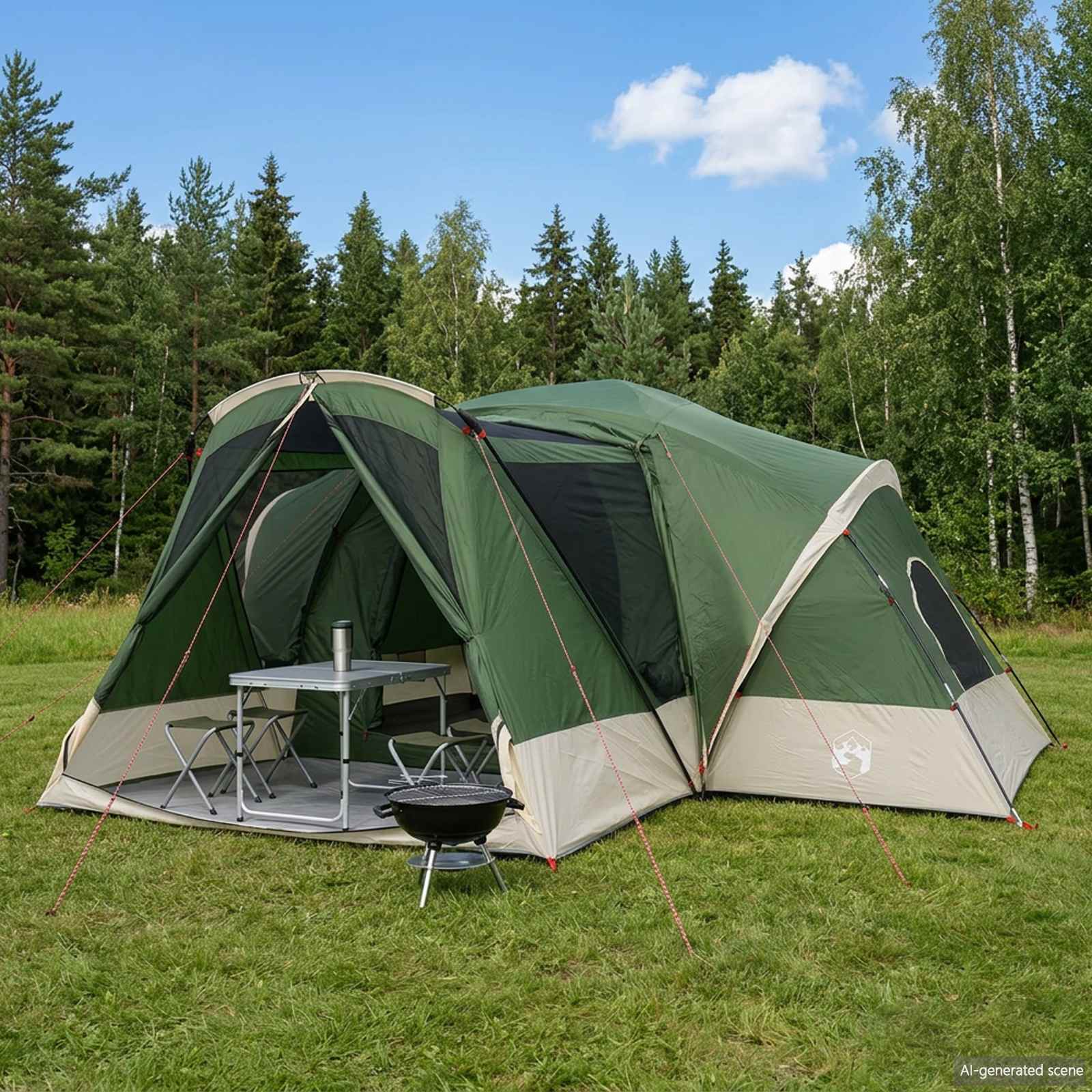 Cabin Zelt mit Regenhaube, wasserabweisend 10 Personen Grün