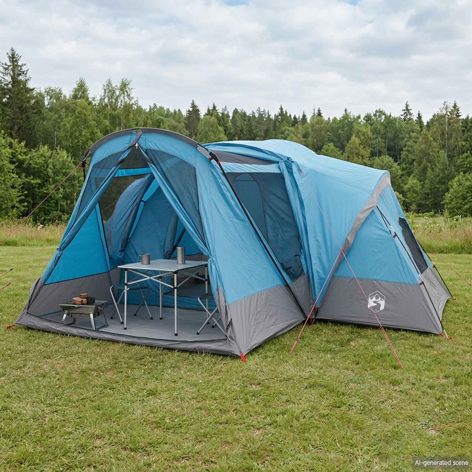 Cabin Zelt mit Regenhaube, wasserabweisend 10 Personen Blau