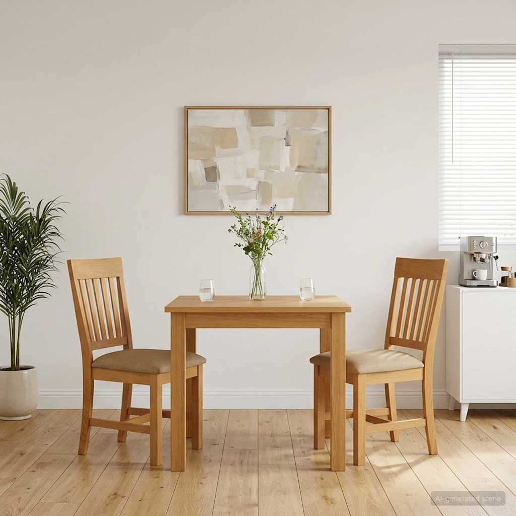 Esszimmerstuhl 2 stk. Massivholz Eiche Beige 45 x 59 x 92 cm