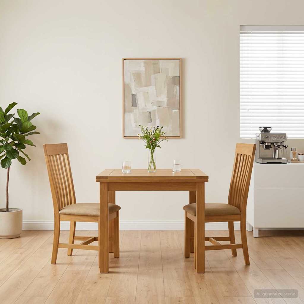 Esszimmerstuhl 2 stk. Massivholz Eiche Beige 45 x 59,5 x 100 cm