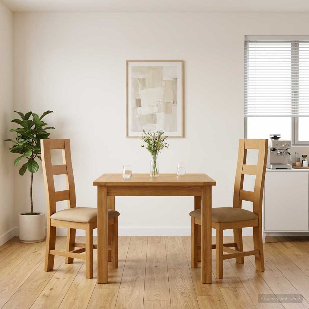 Esszimmerstuhl 2 stk. Massivholz Eiche Beige 45 x 51 x 105 cm