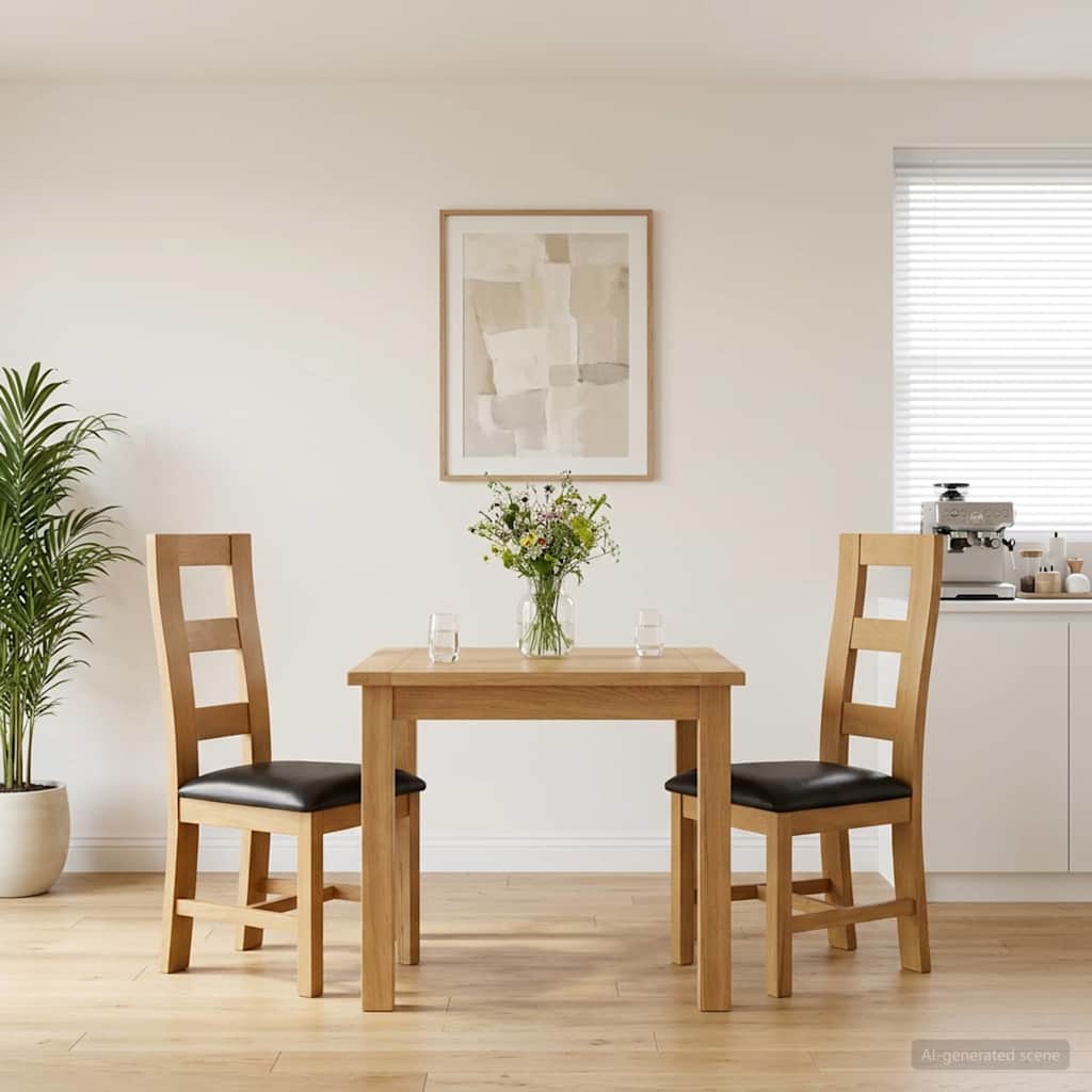 Esszimmerstuhl 2 stk. Massivholz Eiche Schwarz 45 x 51 x 105 cm