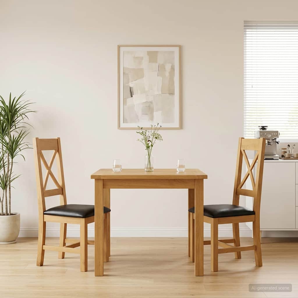 Esszimmerstuhl 2 stk. Massivholz Eiche Schwarz 45 x 54 x 105 cm