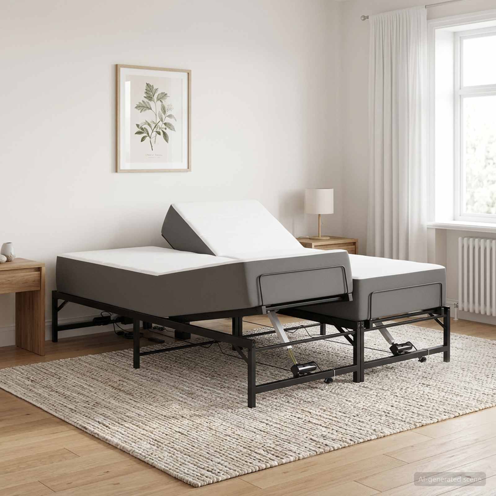 Elektrisch verstellbares Bettgestell Schwarz 120 x 190 cm Stahl