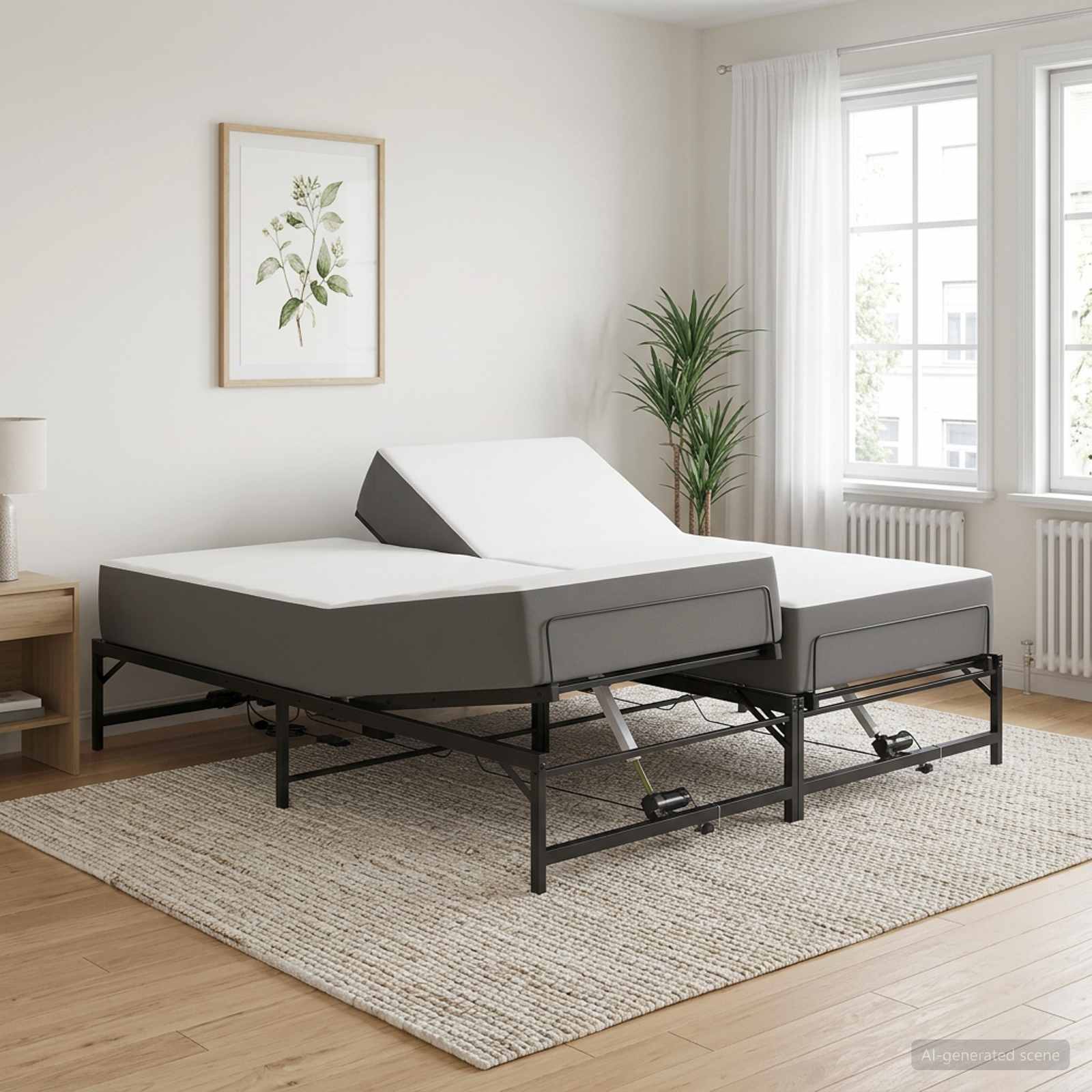 Elektrisch verstellbares Bettgestell Schwarz 160 x 200 cm Stahl
