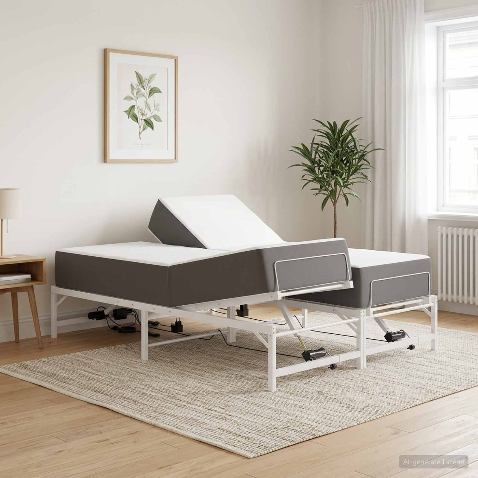 Elektrisch verstellbares Bettgestell Weiß 140 x 200 cm Stahl