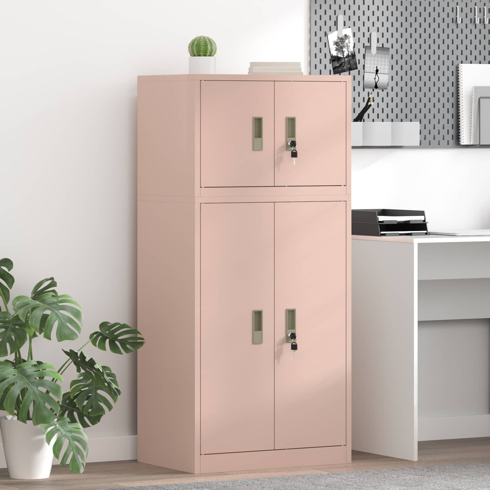 Aufbewahrungsschrank 2 stk. Rosa 60 x 40 x 130 cm Stahl