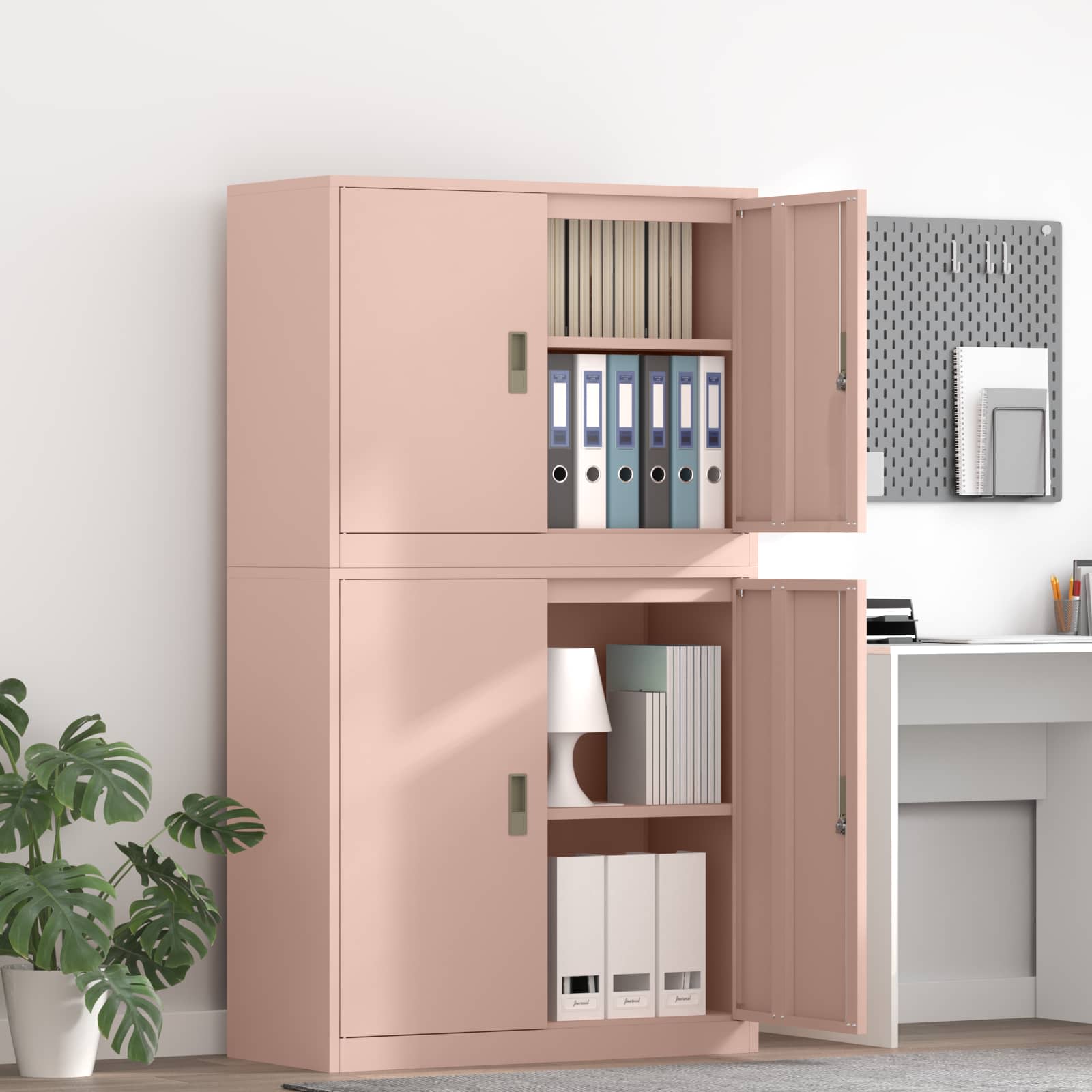 Aufbewahrungsschrank 2 stk. Rosa 90 x 40 x 160 cm Stahl