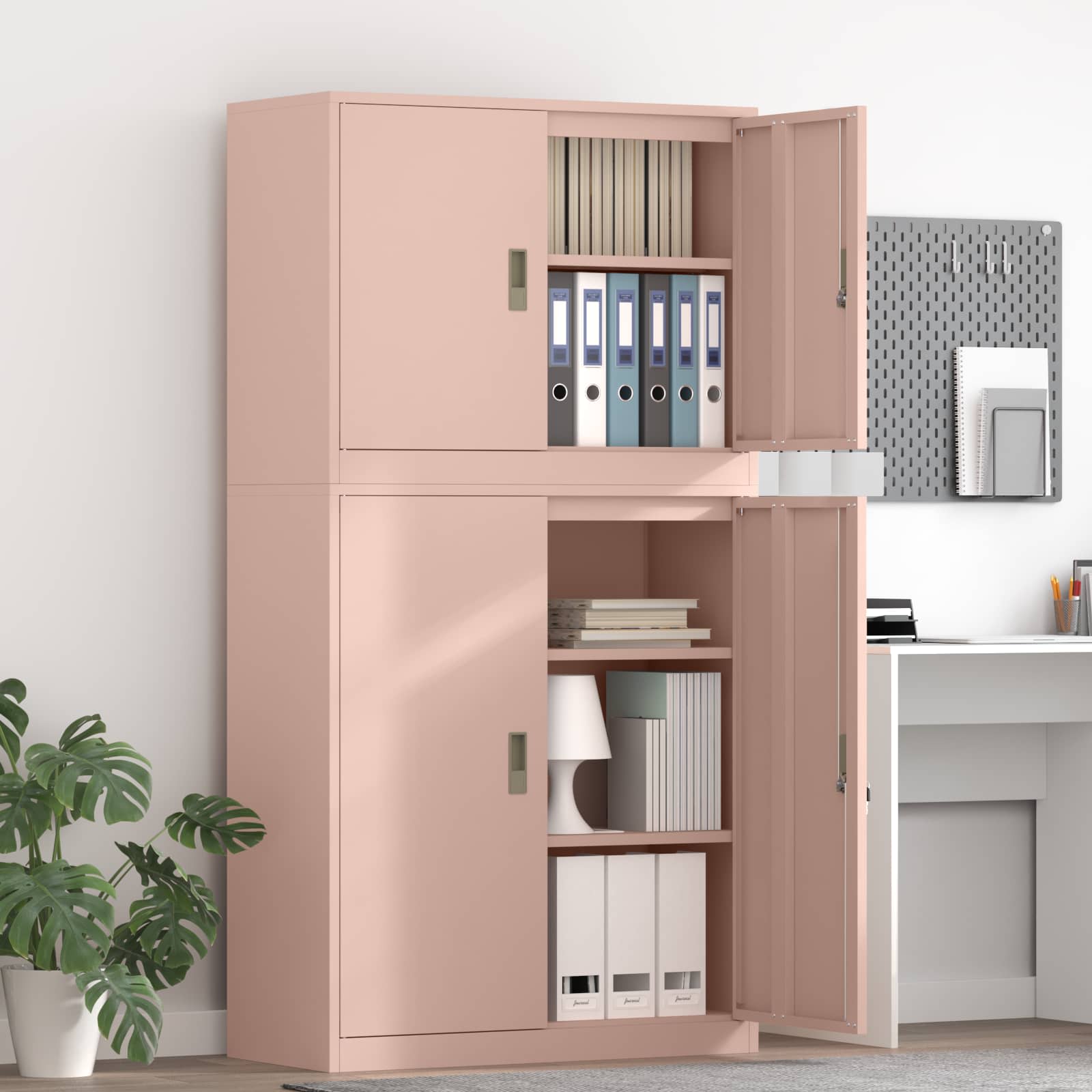 Aufbewahrungsschrank 2 stk. Rosa 90 x 40 x 175 cm Stahl