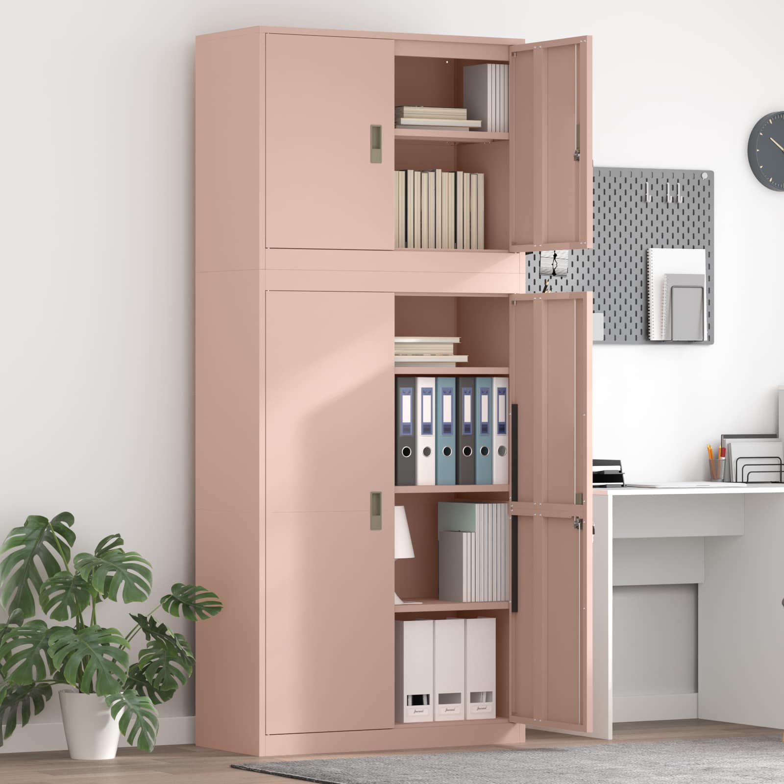 Aufbewahrungsschrank 2 stk. Rosa 90 x 40 x 210 cm Stahl