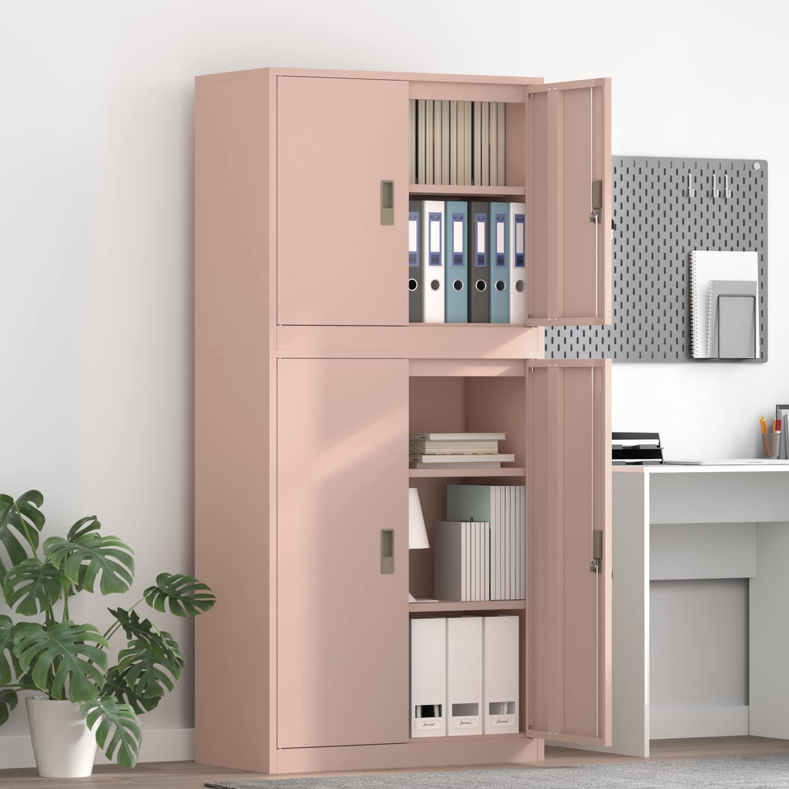 Aufbewahrungsschrank 2 stk. Rosa 80 x 40 x 175 cm Stahl